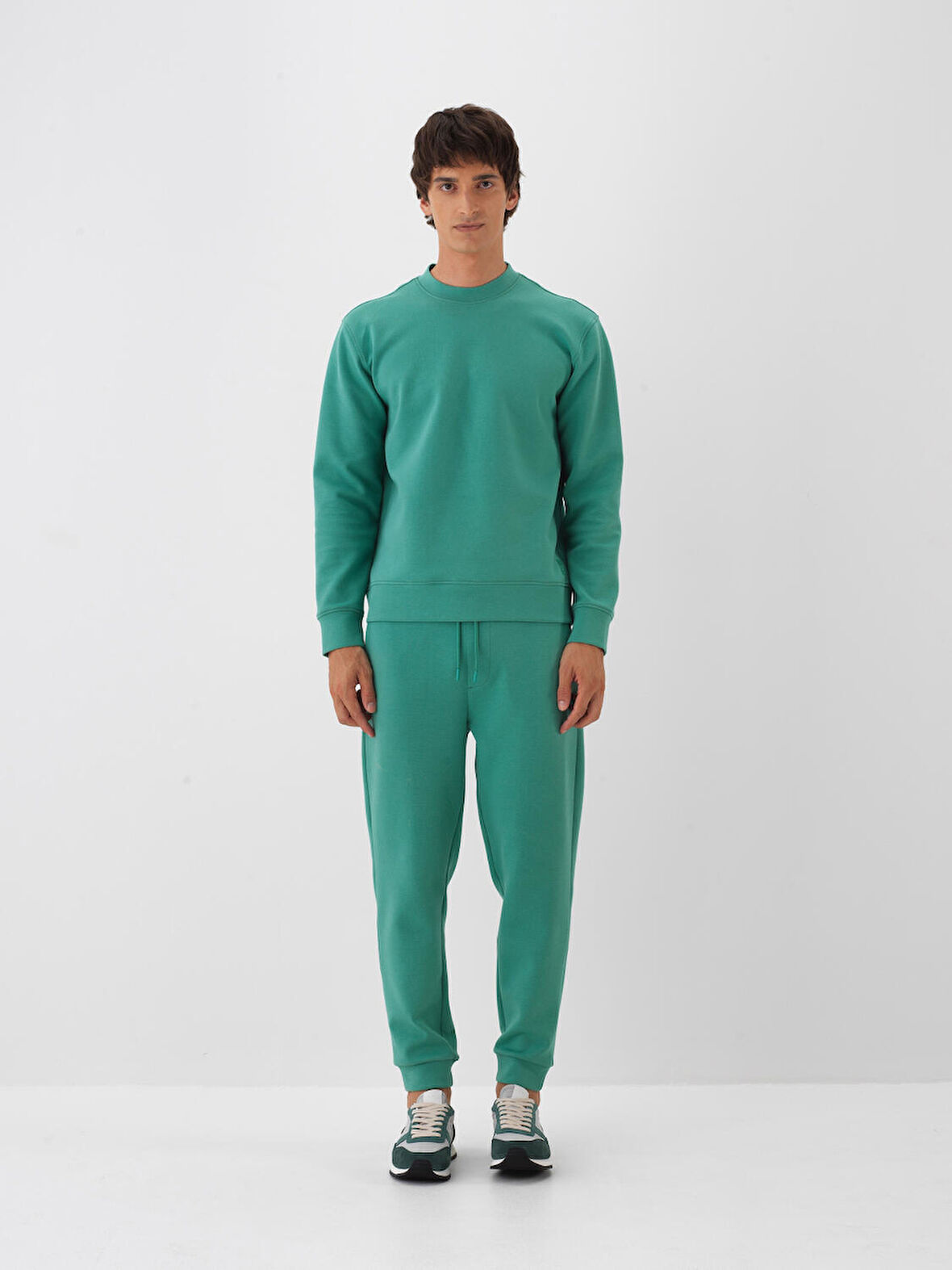 Xint Yeşil Pamuk Dokulu Regular Fit Sweatshirt