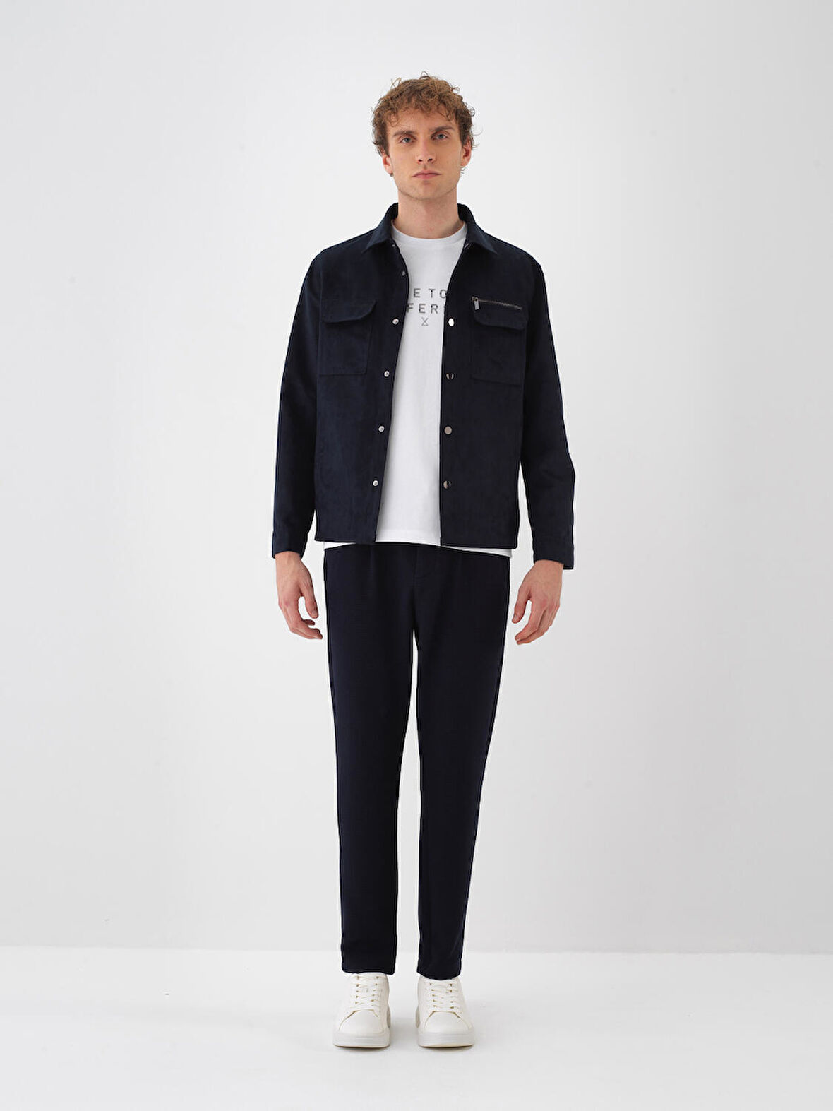 Xint Lacivert Soft Touch Süet Görünüm Regular Fit Ceket