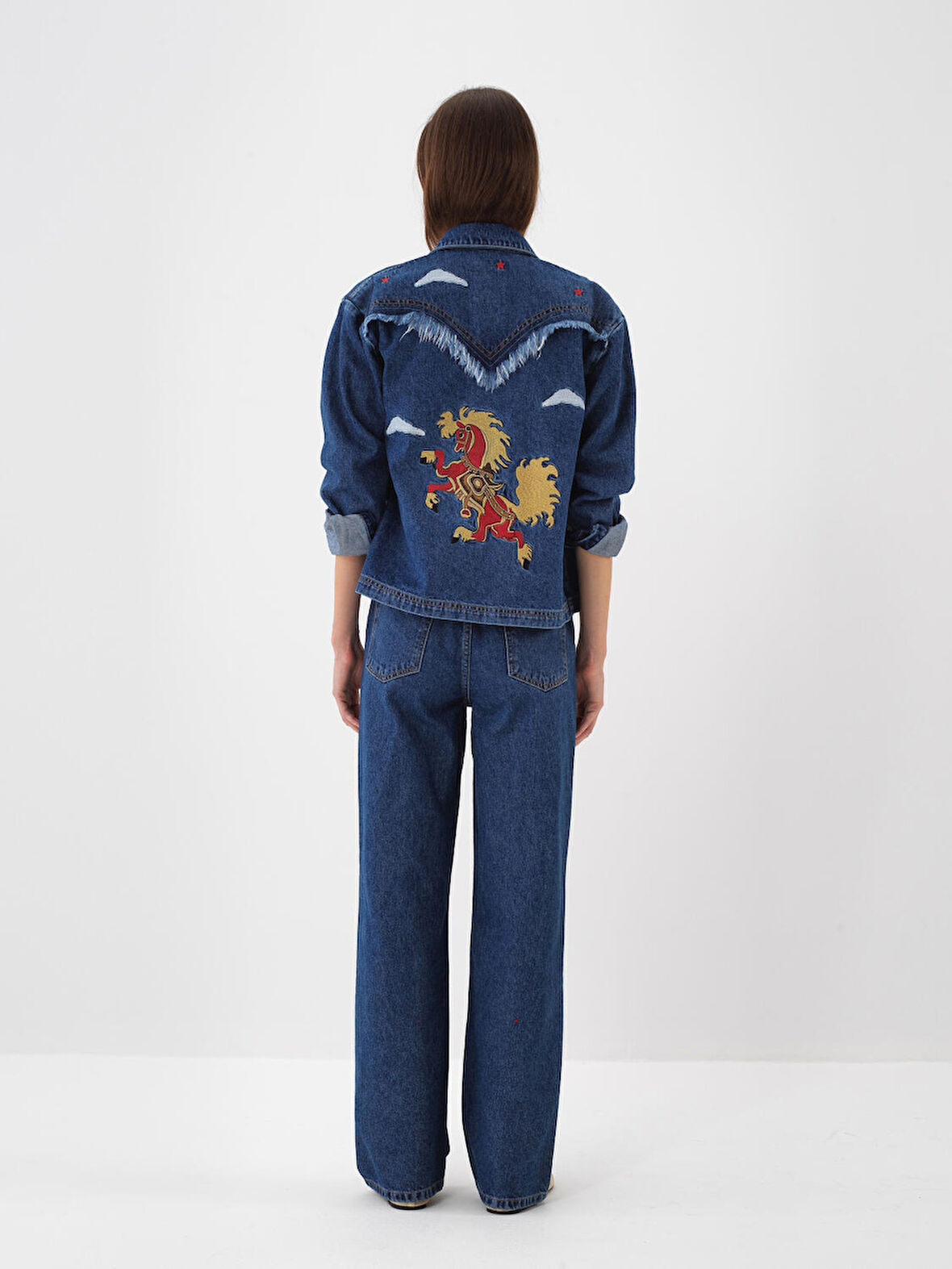 Xint Mavi Pamuk Dokulu Regular Fit Ceket