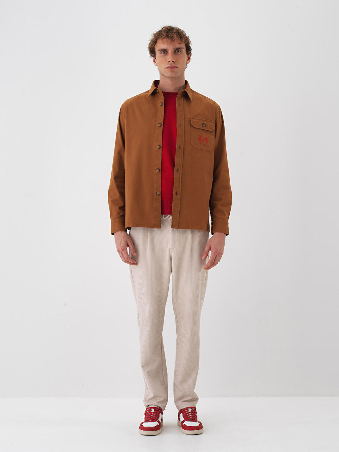 Xint Camel Pamuk Dokulu Regular Fit Gömlek