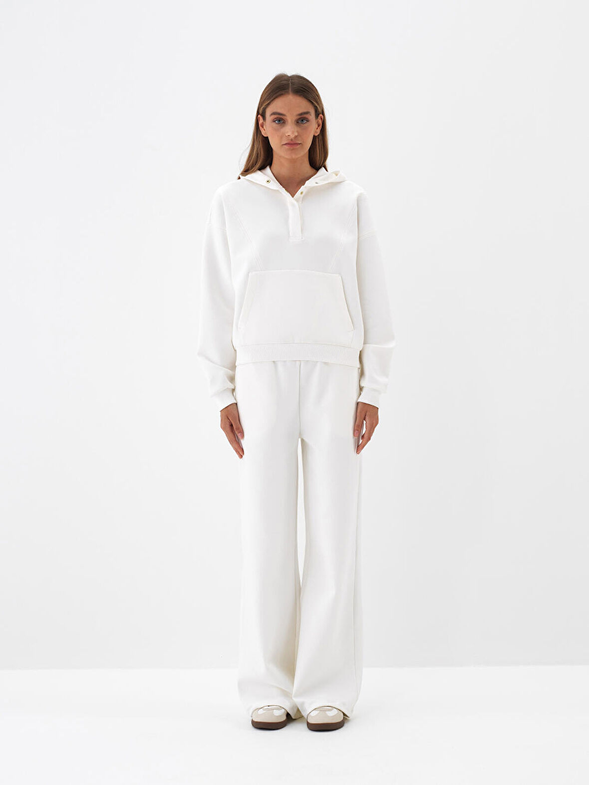 Xint Ekru Pamuk Dokulu Oversize Sweatshirt