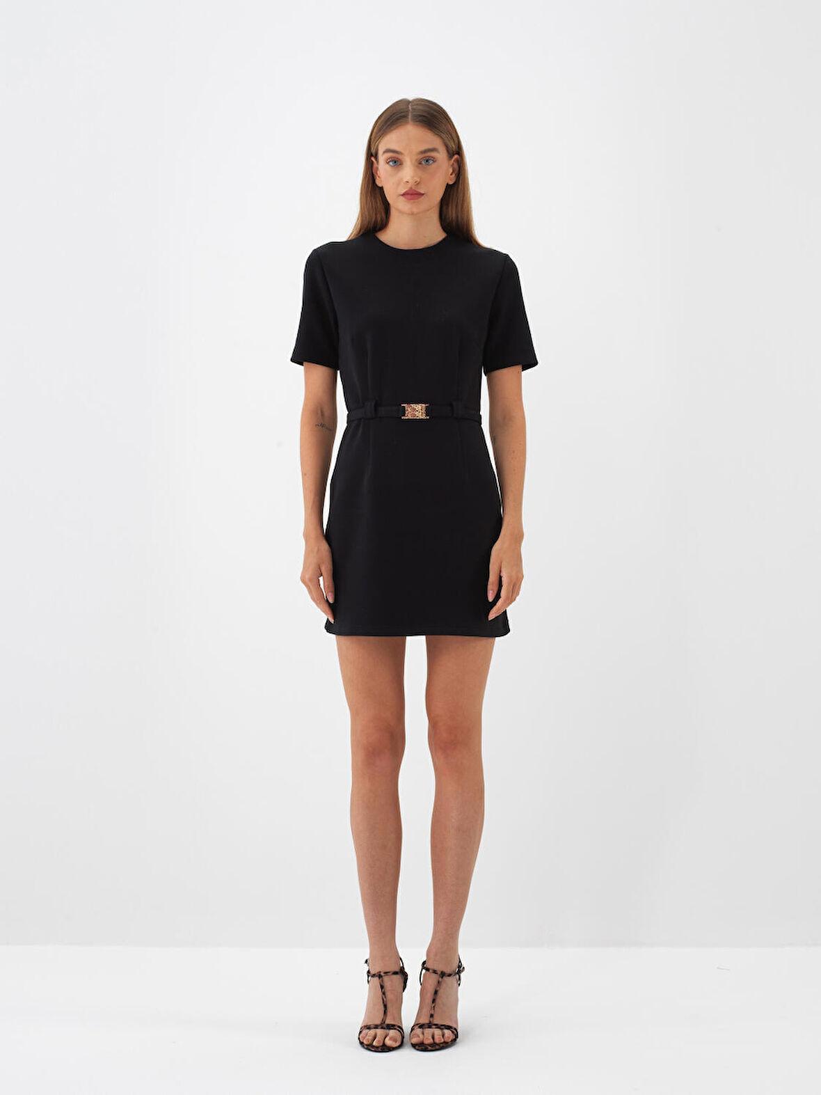 Xint Siyah Pamuk Dokulu Regular Fit Elbise