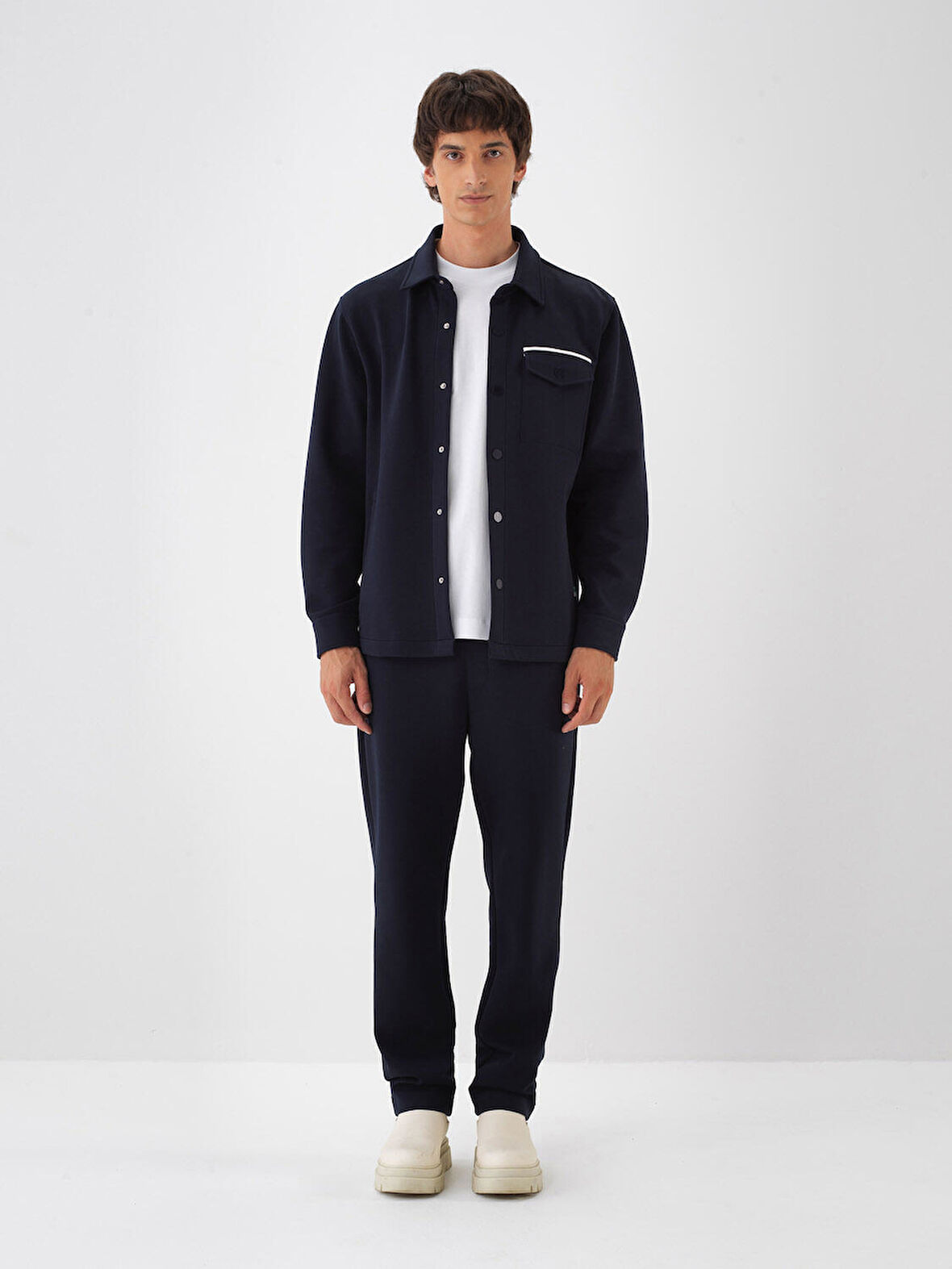 Xint Lacivert Pamuk Dokulu Regular Fit Gömlek Ceket