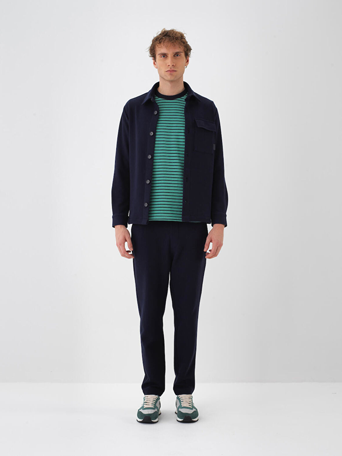 Xint Lacivert Pamuk Dokulu Regular Fit Gömlek Ceket