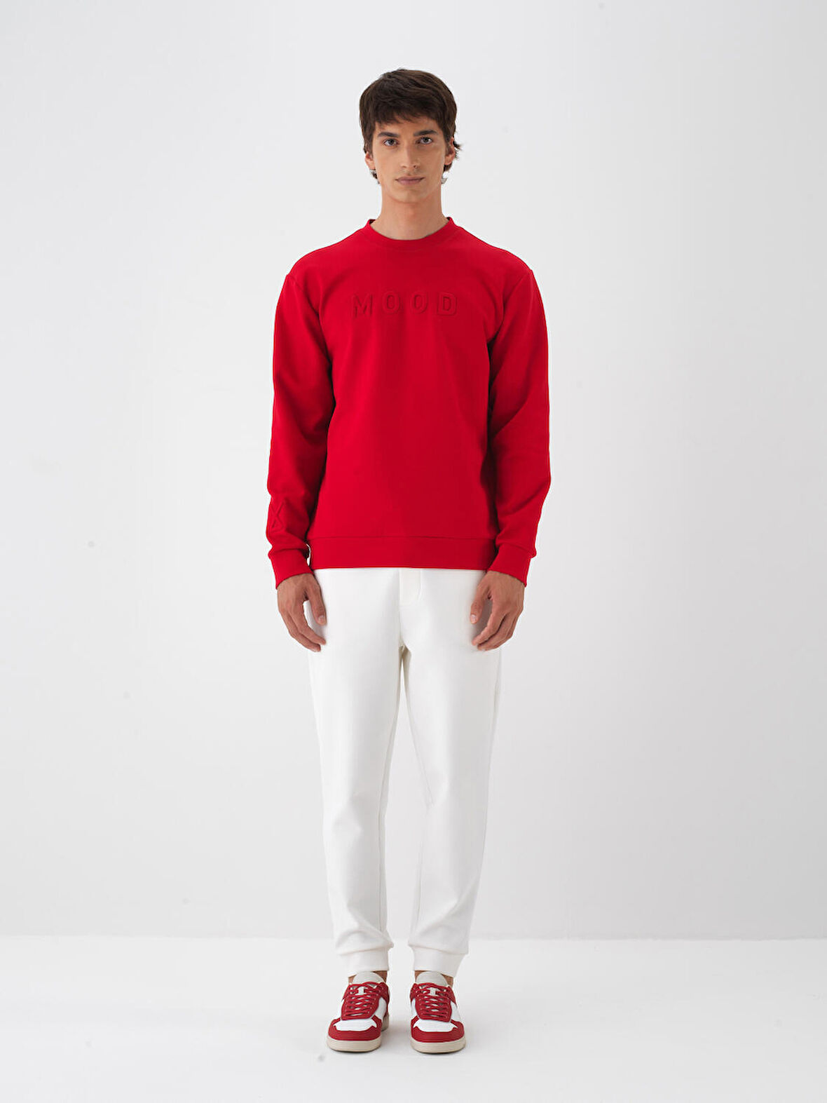 Xint Kırmızı Pamuk Dokulu Regular Fit Sweatshirt