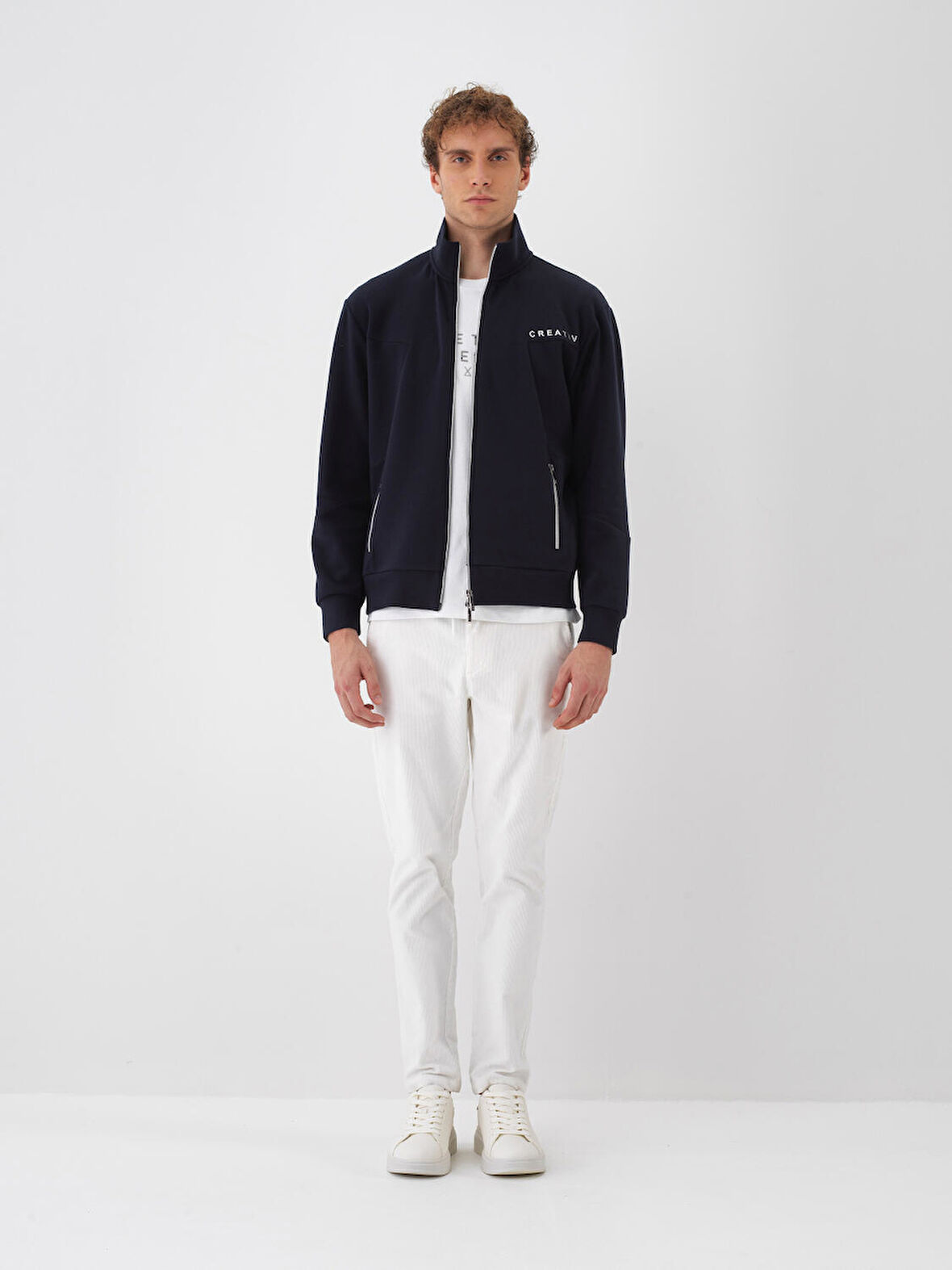 Xint Lacivert Pamuk Dokulu Regular Fit Sweatmont