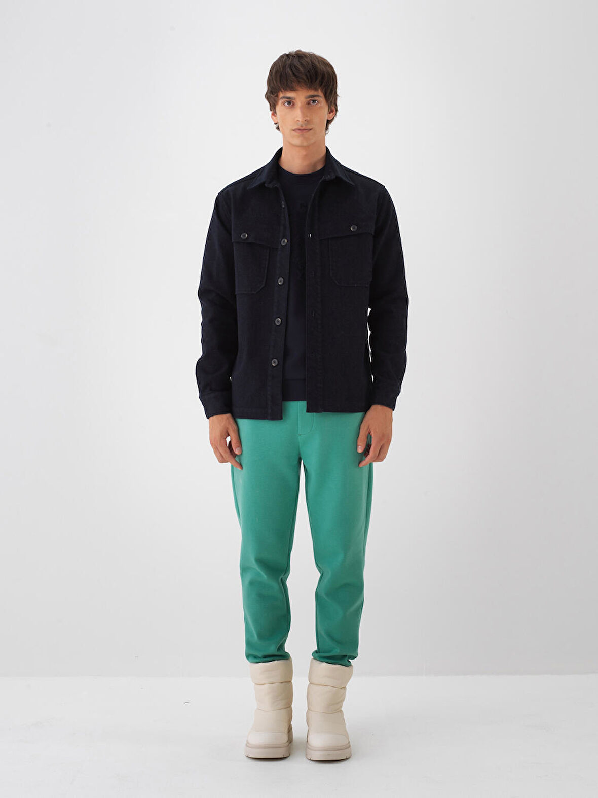 Xint Lacivert Pamuk Dokulu Regular Fit Gömlek Ceket