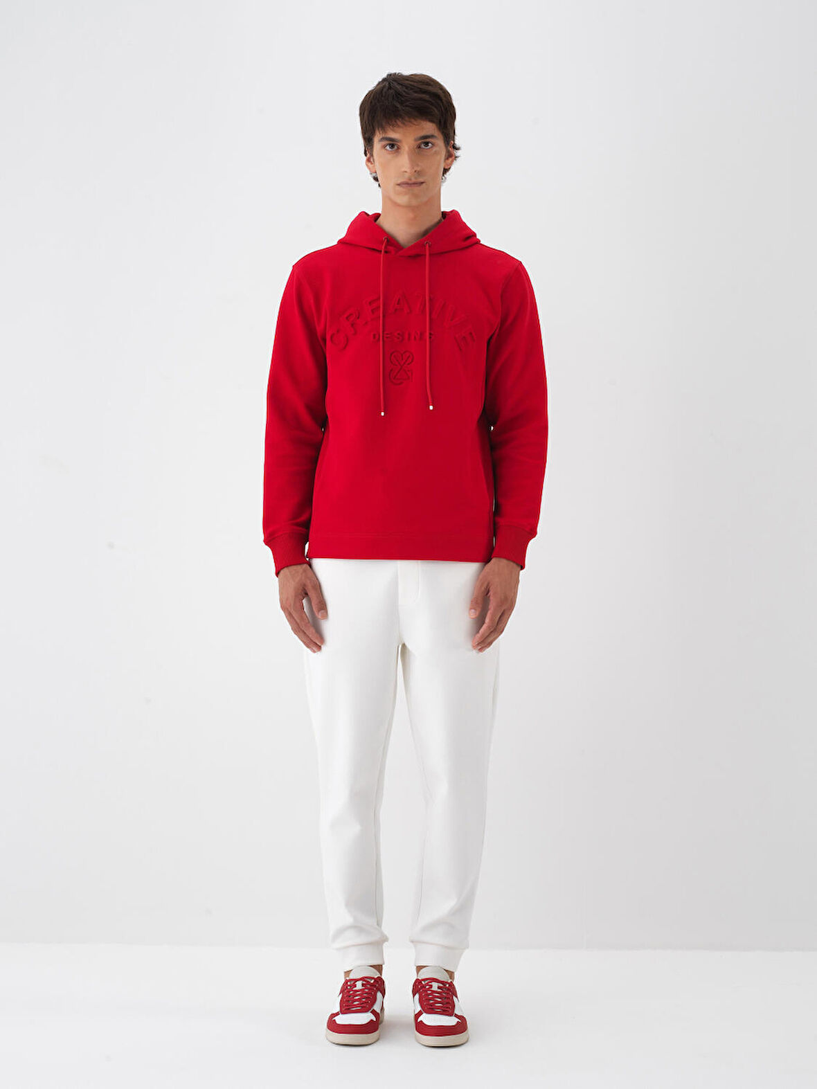Xint Kırmızı Pamuk Dokulu Regular Fit Sweatshirt