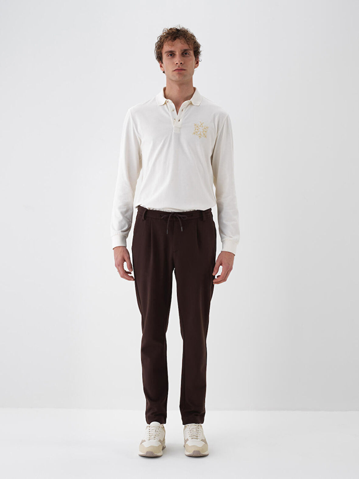 Xint Kahverengi Pamuk Dokulu Regular Fit Jogger Pantolon