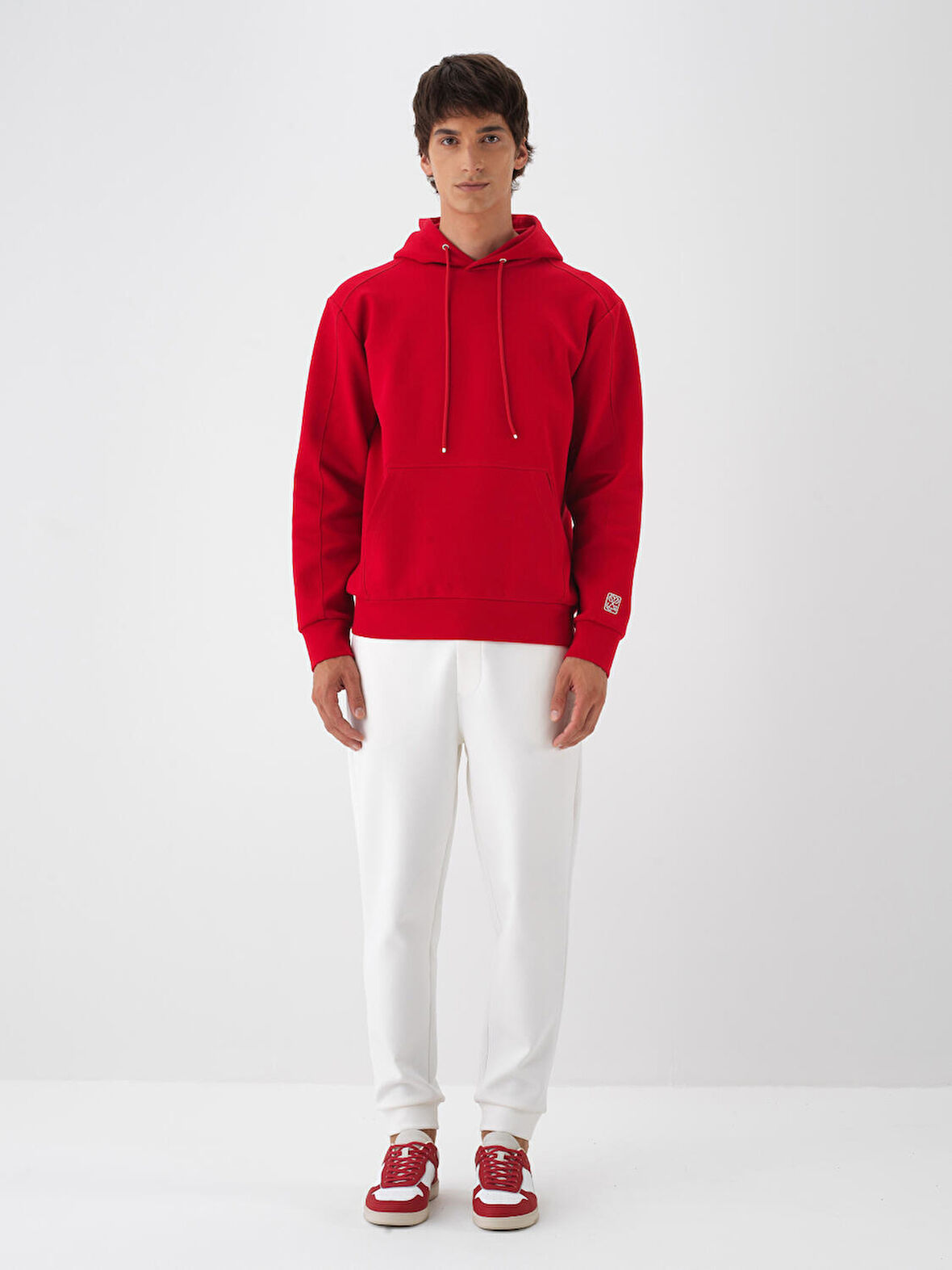 Xint Kırmızı Pamuk Dokulu Regular Fit Sweatshirt