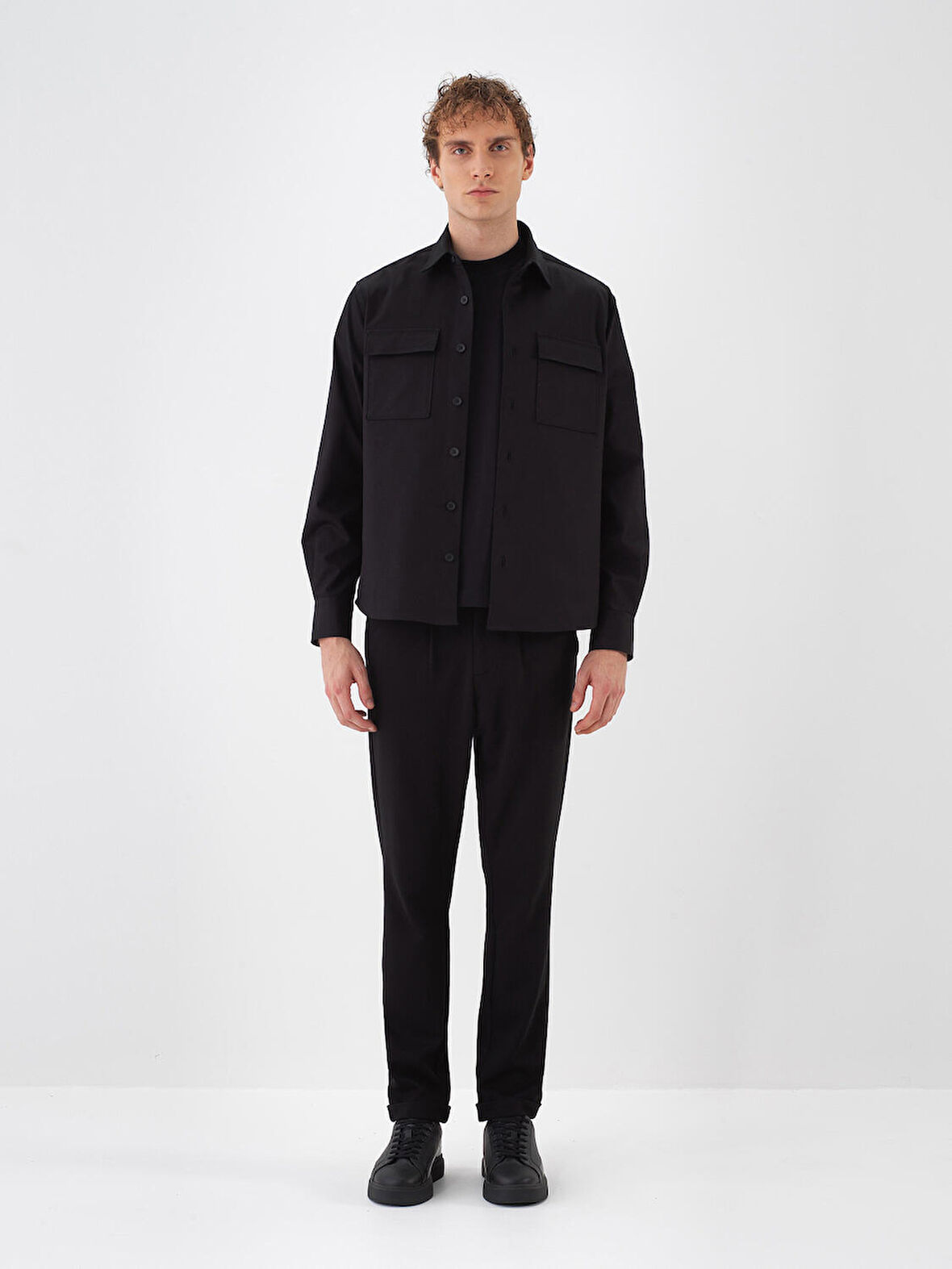 Xint Siyah Pamuk Dokulu Regular Fit Gömlek Ceket