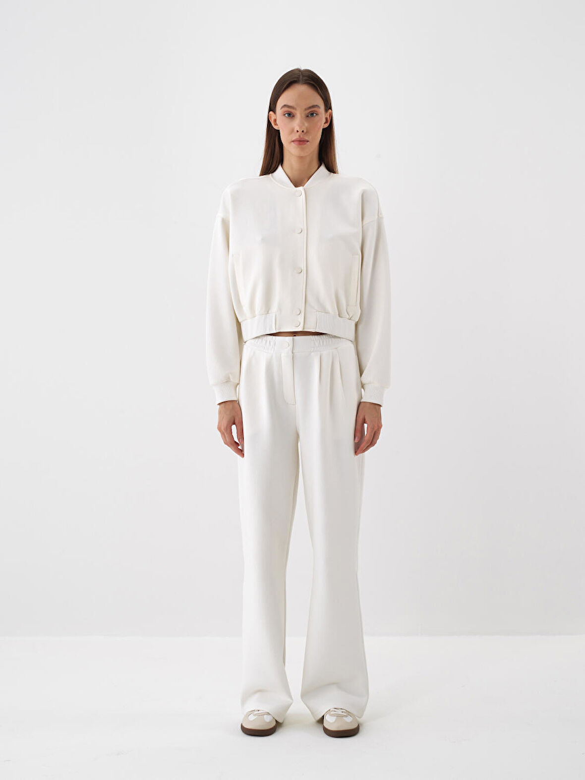 Xint Ekru Pamuk Dokulu Oversize Sweatmont