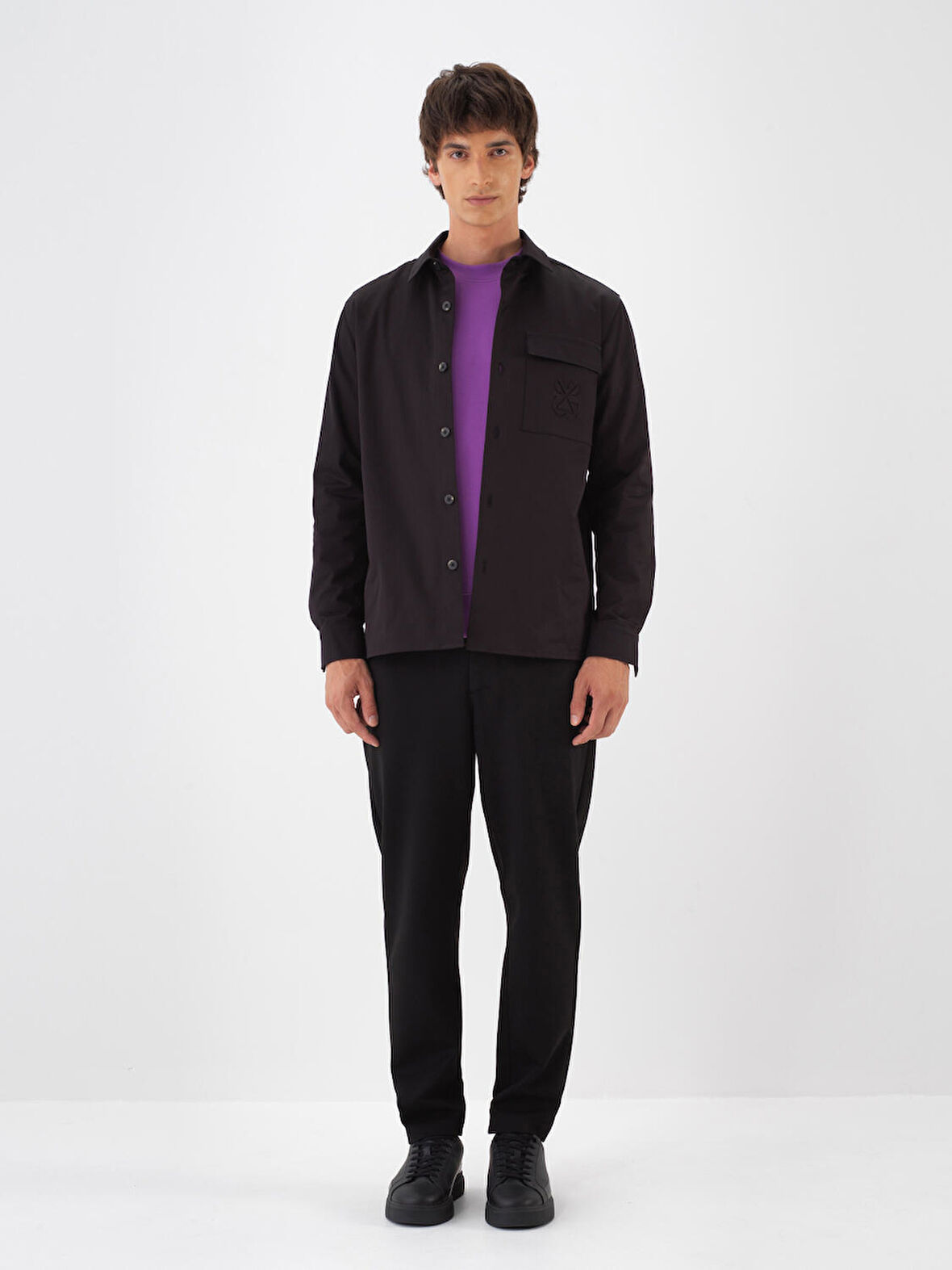 Xint Siyah Pamuk Dokulu Regular Fit Gömlek Ceket