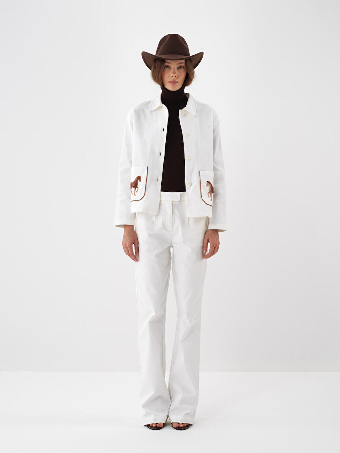 Xint Ekru Pamuk Dokulu Oversize Ceket