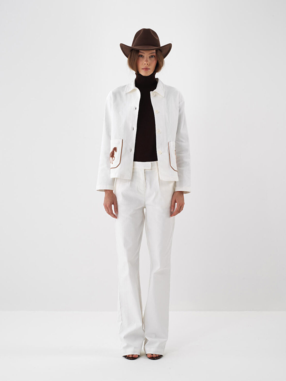 Xint Ekru Pamuk Dokulu Oversize Pantolon