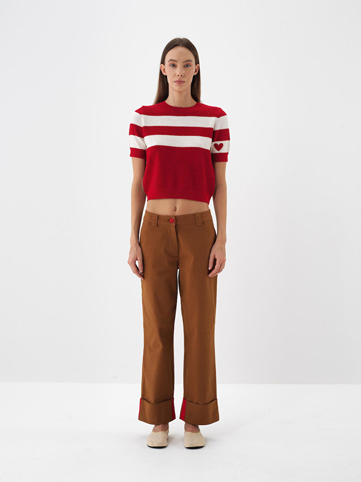Xint Camel Pamuk Dokulu Oversize Pantolon