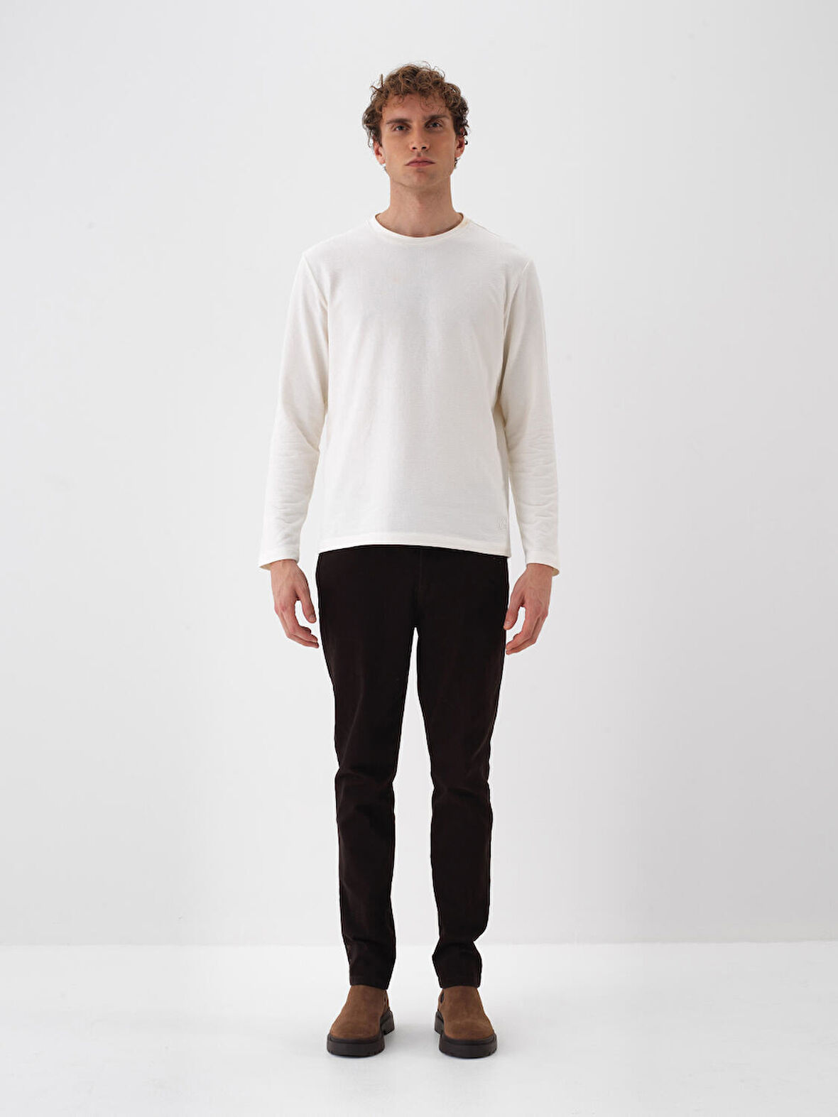 Xint Kahverengi Pamuk Dokulu Slim Fit Pantolon