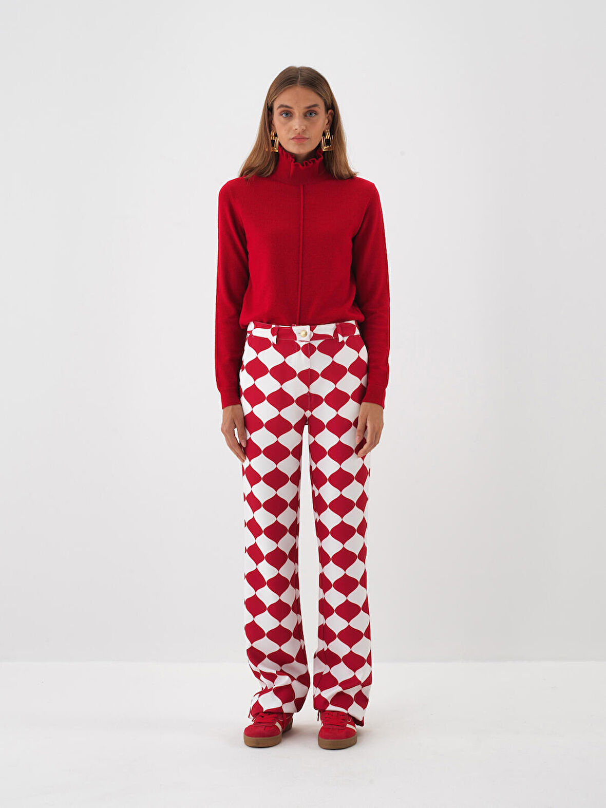 Xint Kırmızı Formunu Koruyan Regular Fit Pantolon
