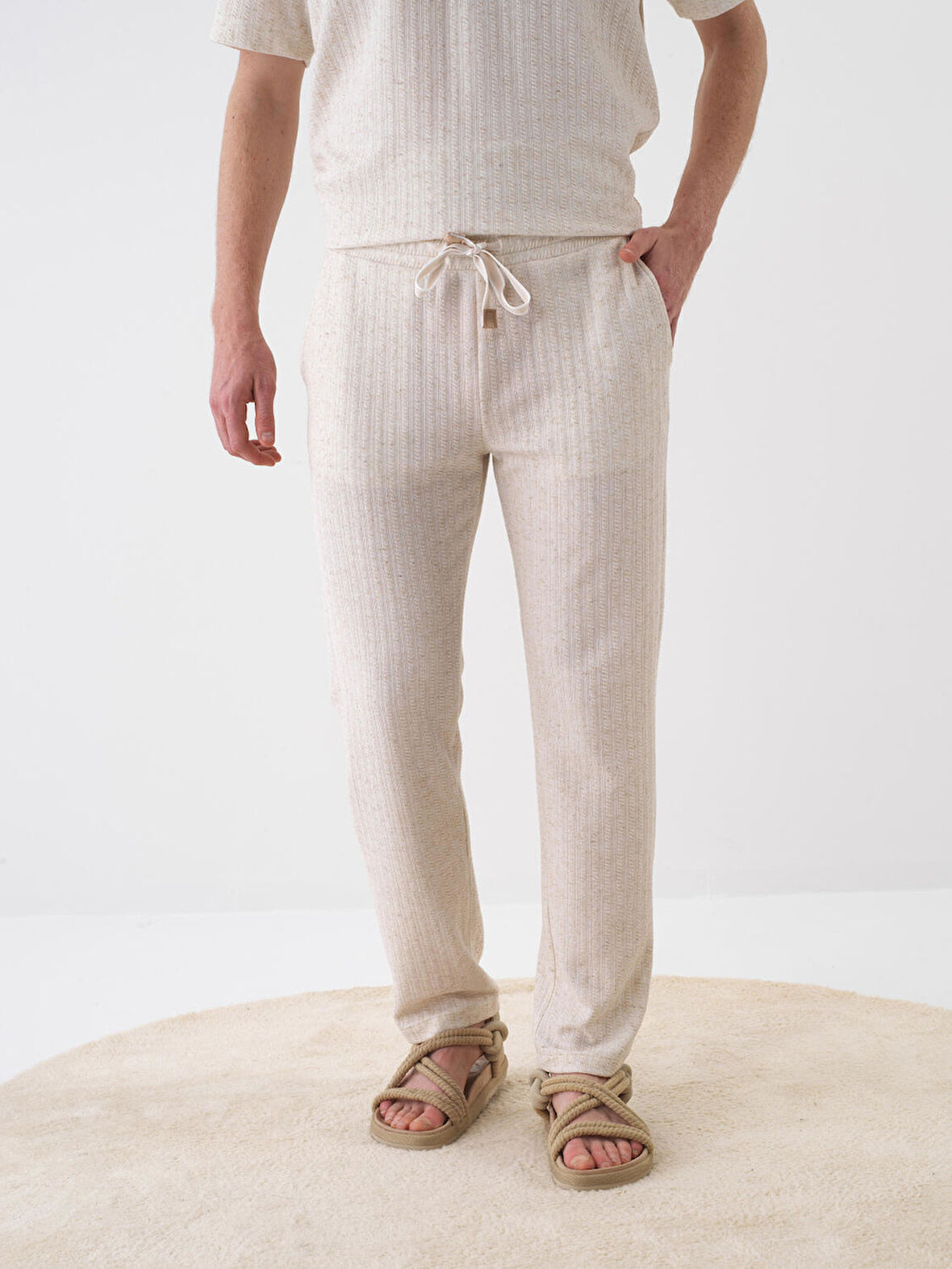 Naturel Regular Fit Keten Sweat Pantolon