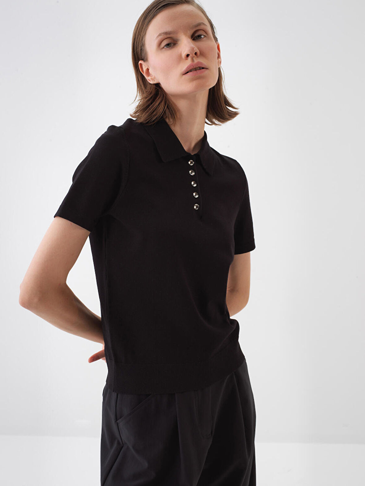 Siyah Regular Fit  Kazak