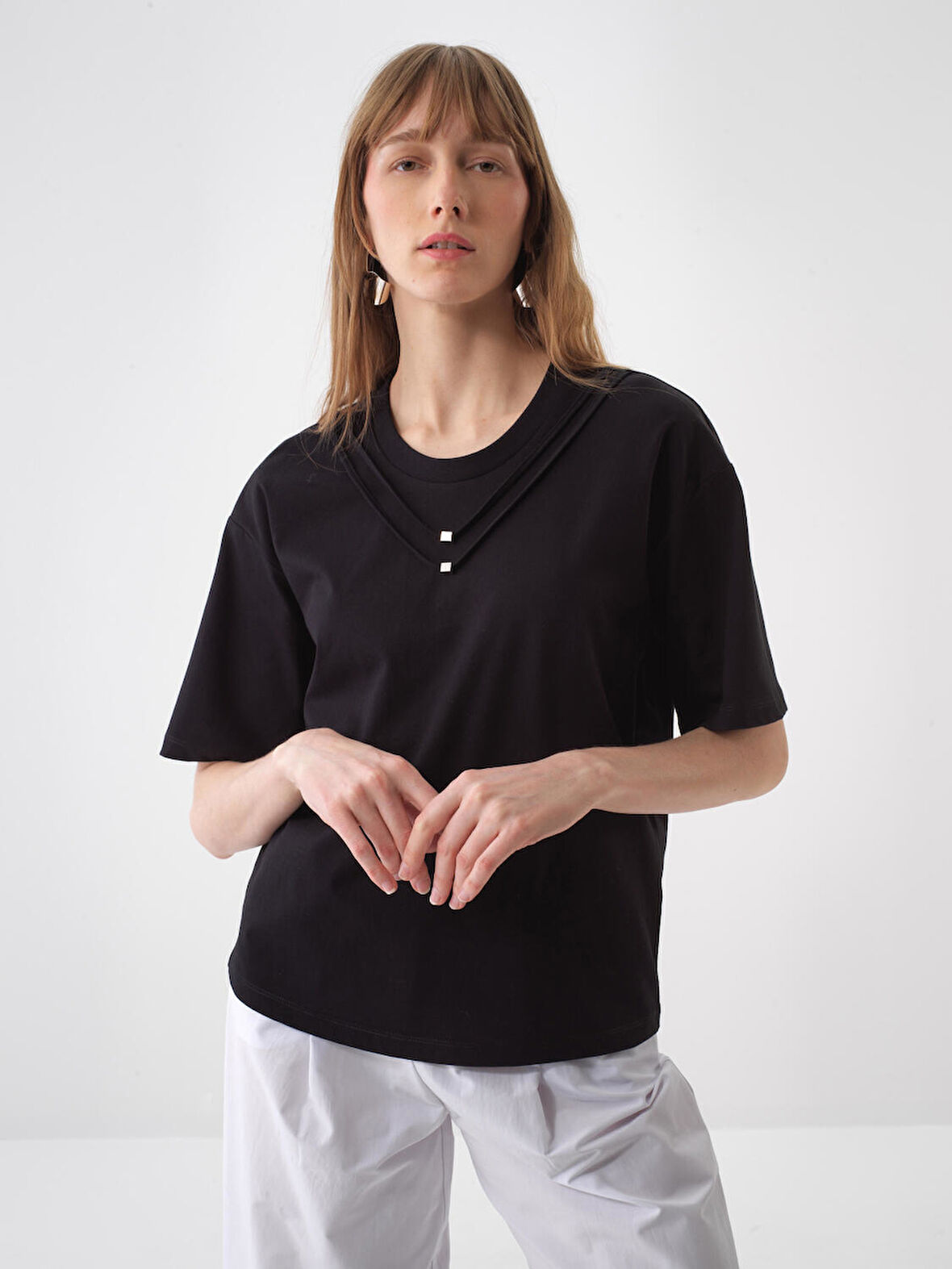 Siyah Oversize Pamuklu Bluz