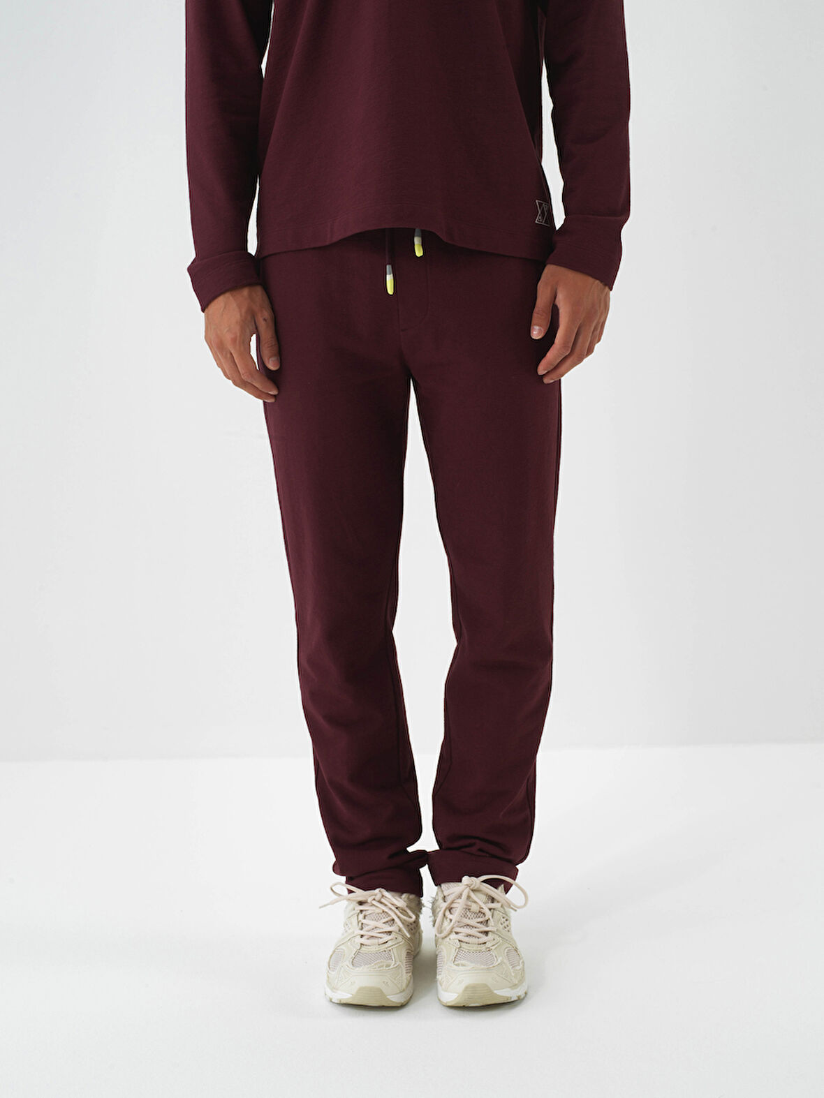 Xint Bordo Pamuk Dokulu Regular Fit Sweat Pantolon