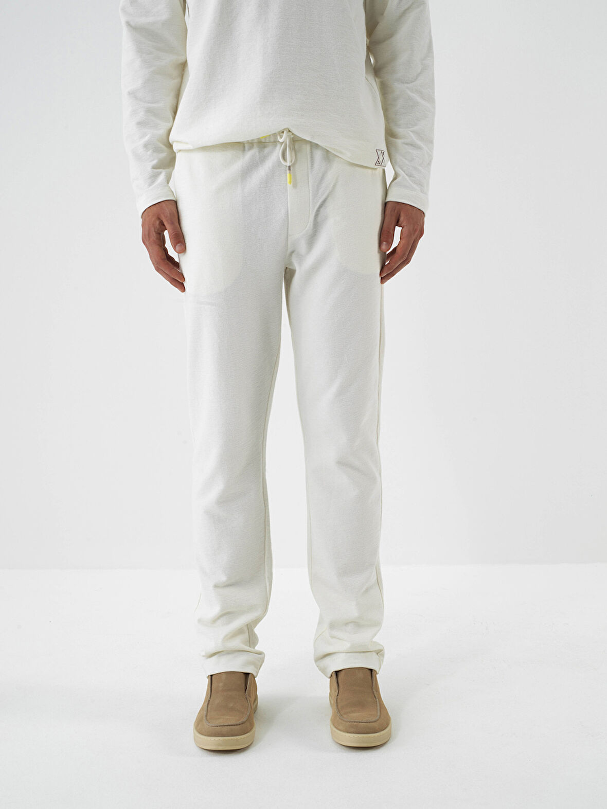 Xint Ekru Pamuk Dokulu Regular Fit Sweat Pantolon