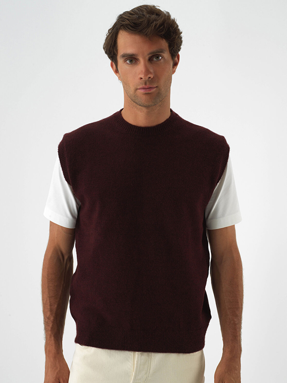 Xint Bordo Yumuşak Dokulu Regular Fit Süveter