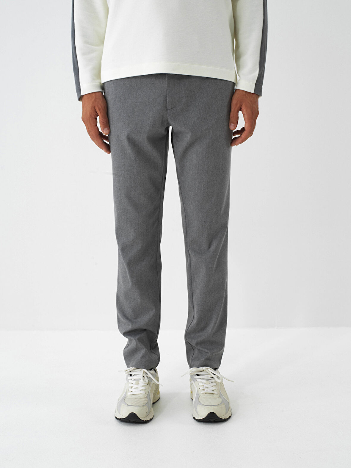 Xint Gri Esnek Dokulu Slim Fit Pantolon