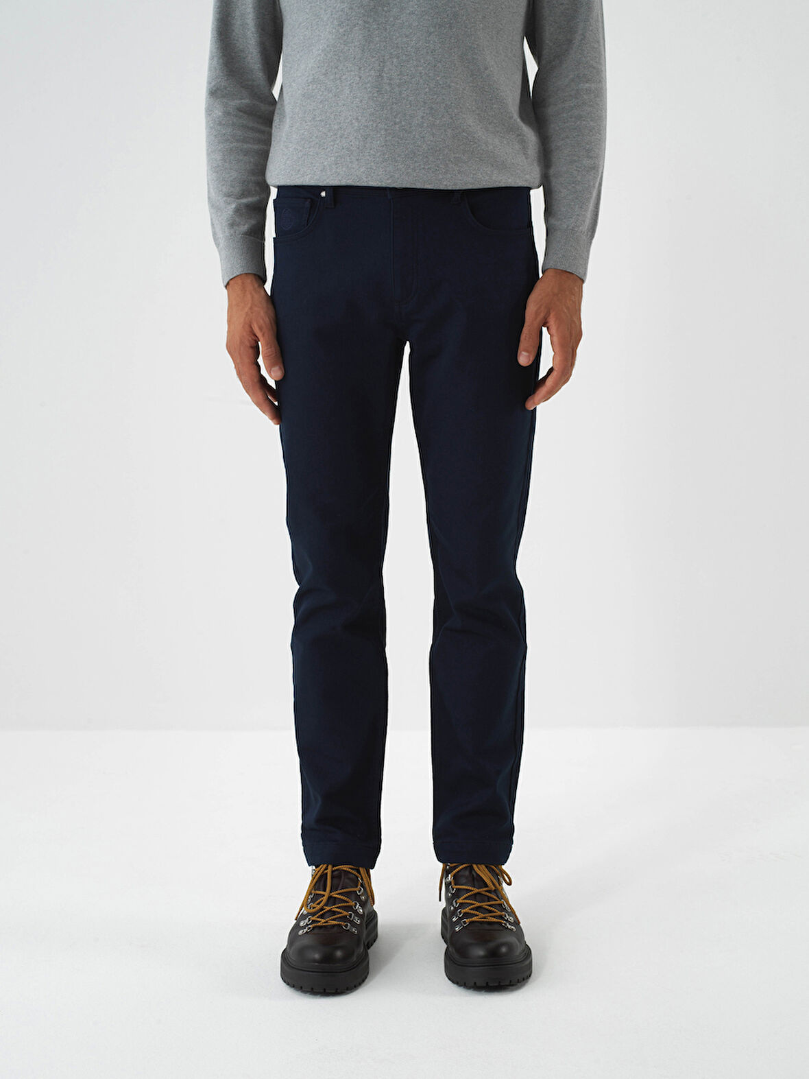 Xint Lacivert Pamuk Dokulu Slim Fit Pantolon