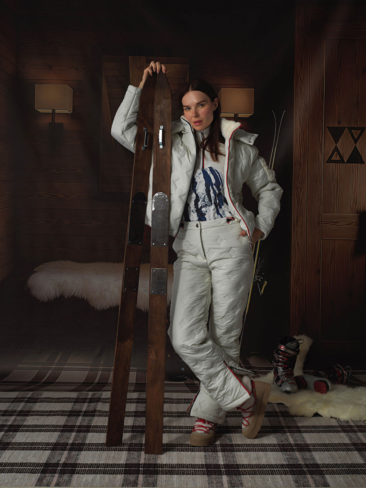 Xint Ekru Kapitone Dokulu Oversize Mont