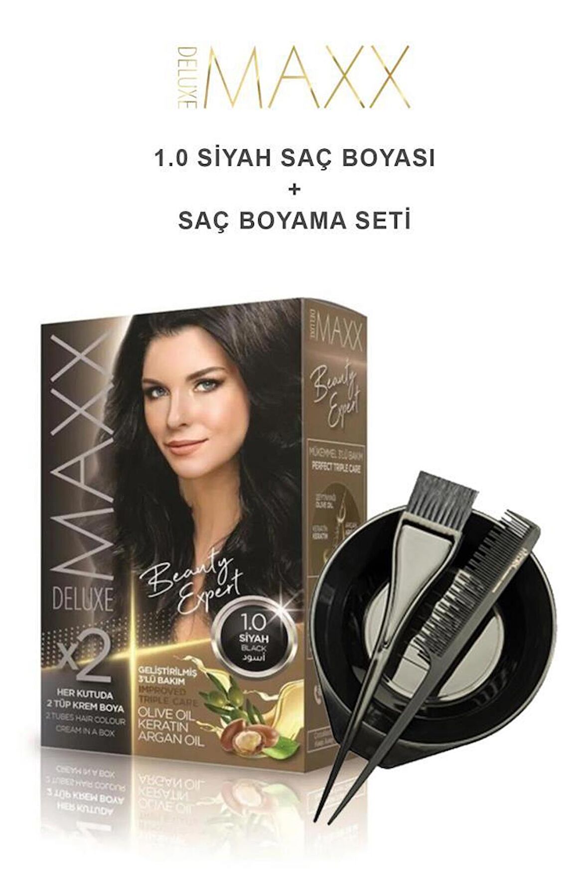 Maxx Deluxe Saç Boyası 1.0 Siyah-Boyama Seti