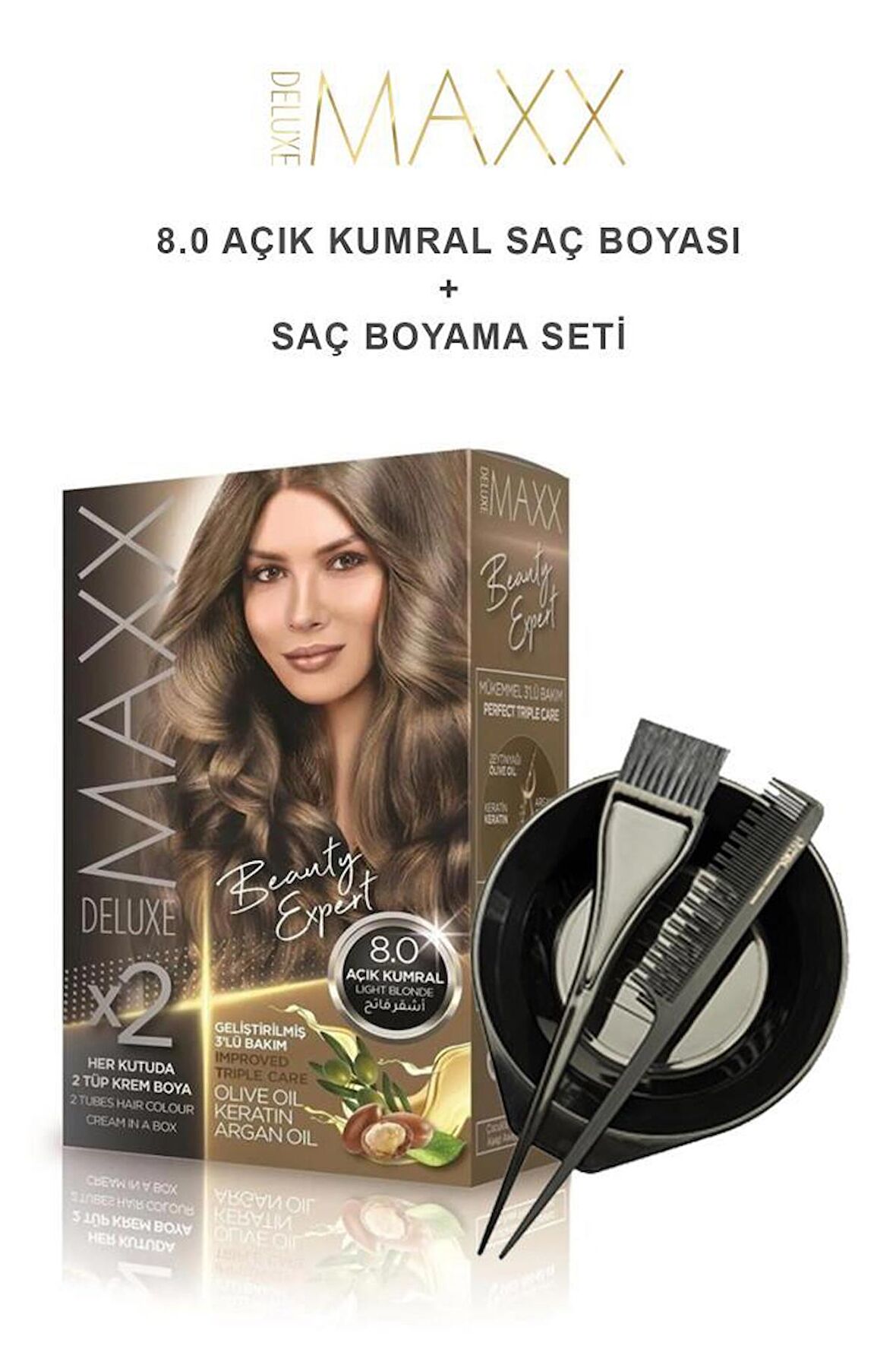 Maxx Deluxe Saç Boyası 8 .0 Açık Kumral-Boyama Seti