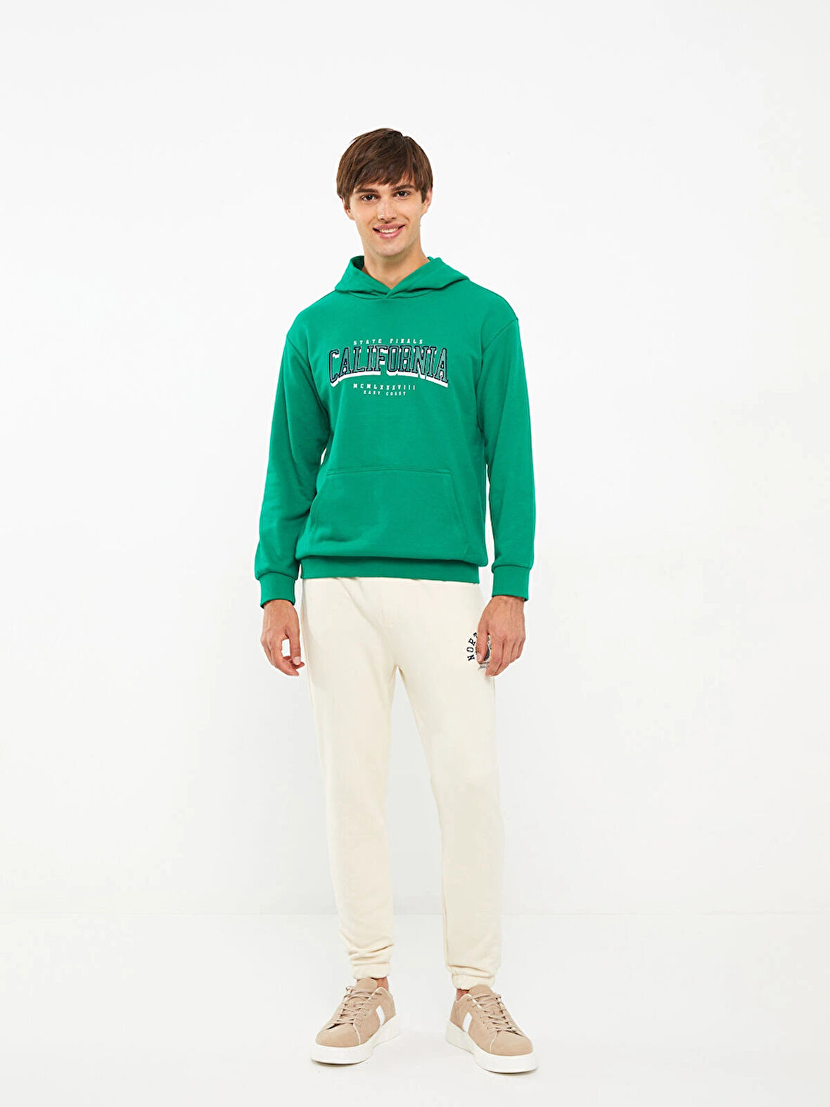 XSIDE Yeşil Uzun Kollu Baskılı Erkek Hoodie