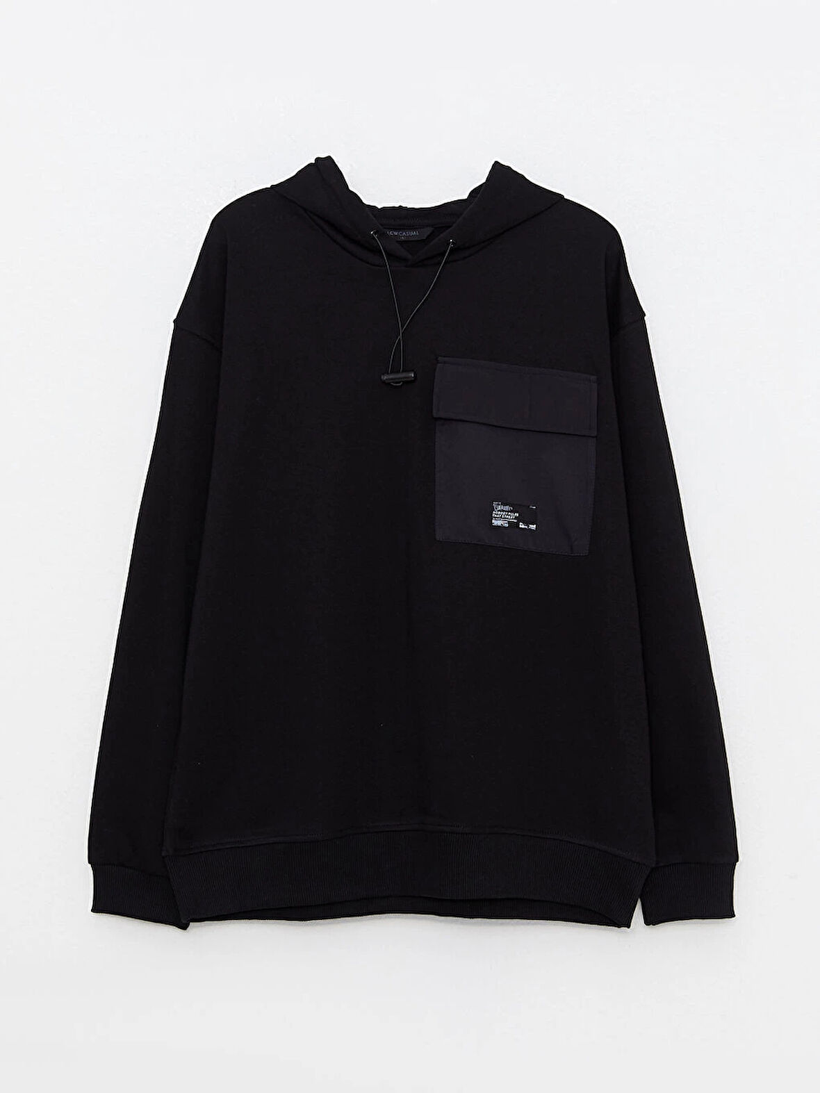 LCW Casual Siyah Uzun Kollu Baskılı Erkek Hoodie