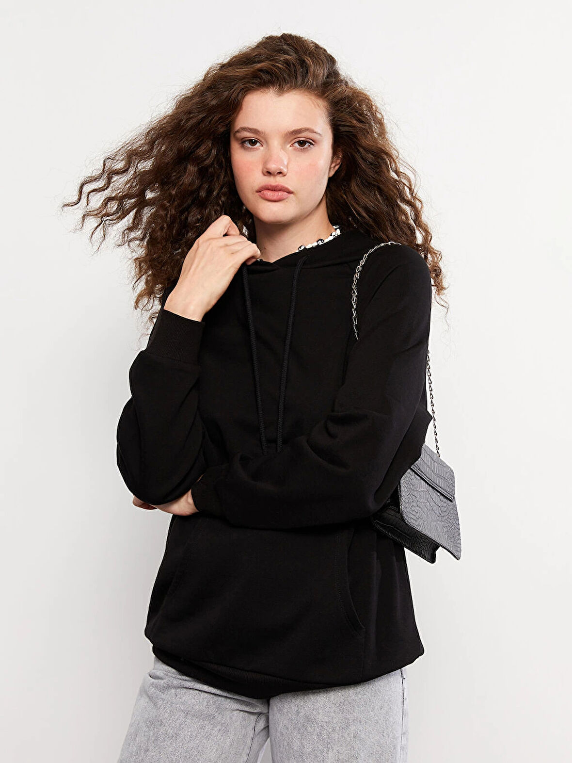 LCW Vision Siyah Kadın Kalın Hoodie