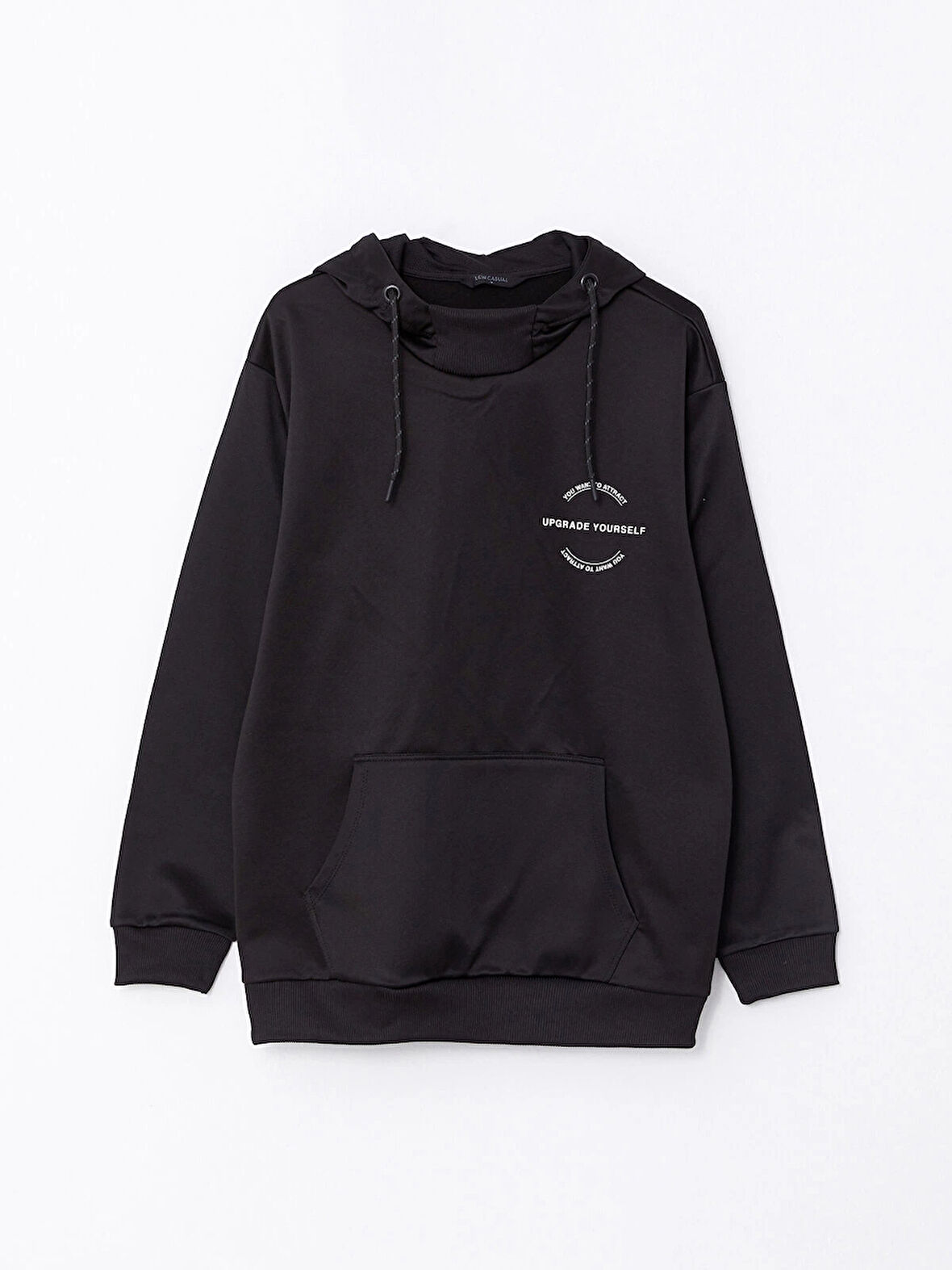 LCW Casual SİYAH Uzun Kollu Baskılı Erkek Hoodie