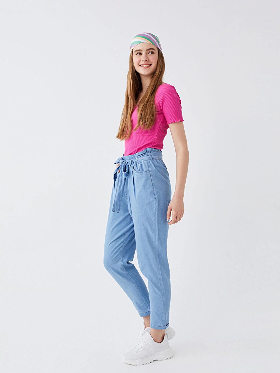 LCW Jeans İNDİGO Beli Lastikli Paperbag Kadın Jean Pantolon