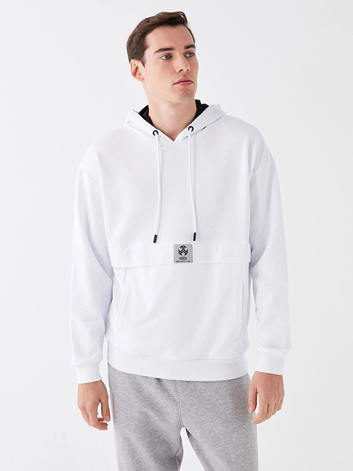 XSIDE Beyaz Uzun Kollu Baskılı Erkek Hoodie