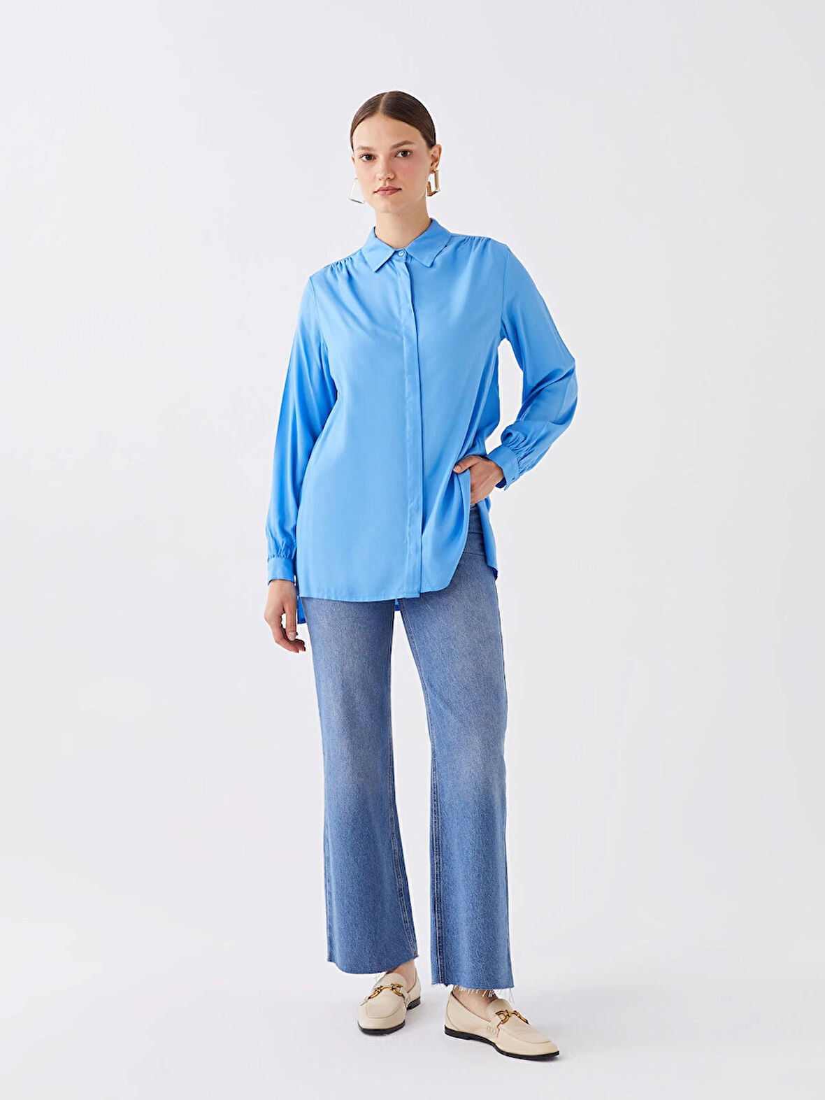 LCW Modest İNDİGO Wideleg Kadın Jean Pantolon