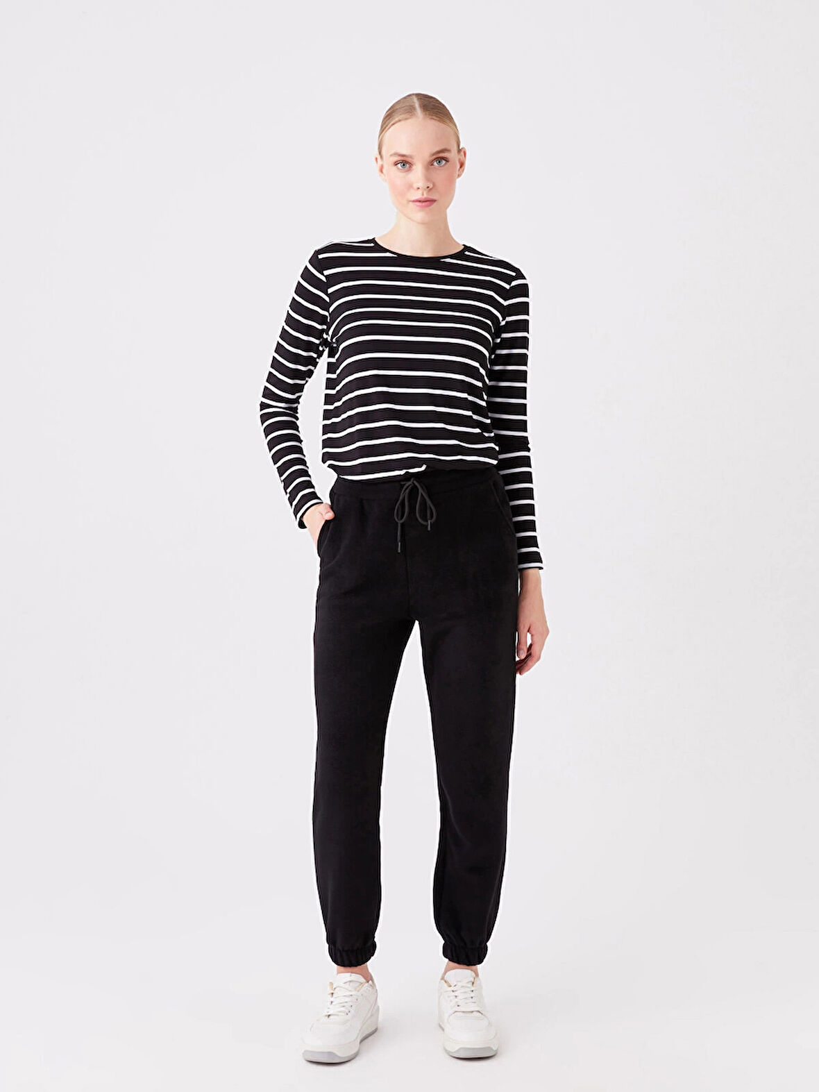 LCWAIKIKI Basic SİYAH Kadın Beli Lastikli Düz Eşofman Altı