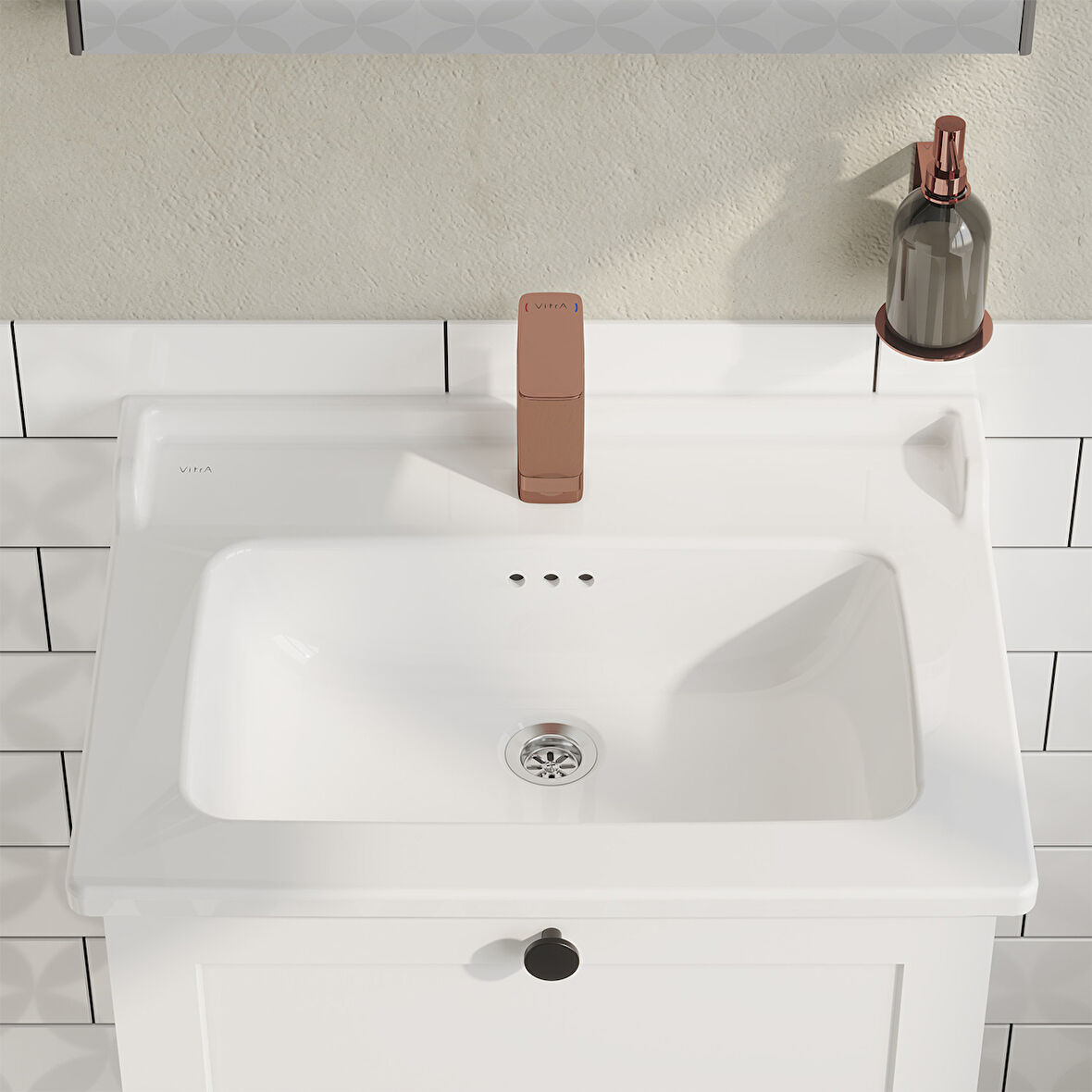 VitrA Root Classic 68701 Lavabo Dolabı, Kapaklı, Mat Beyaz, 60 cm