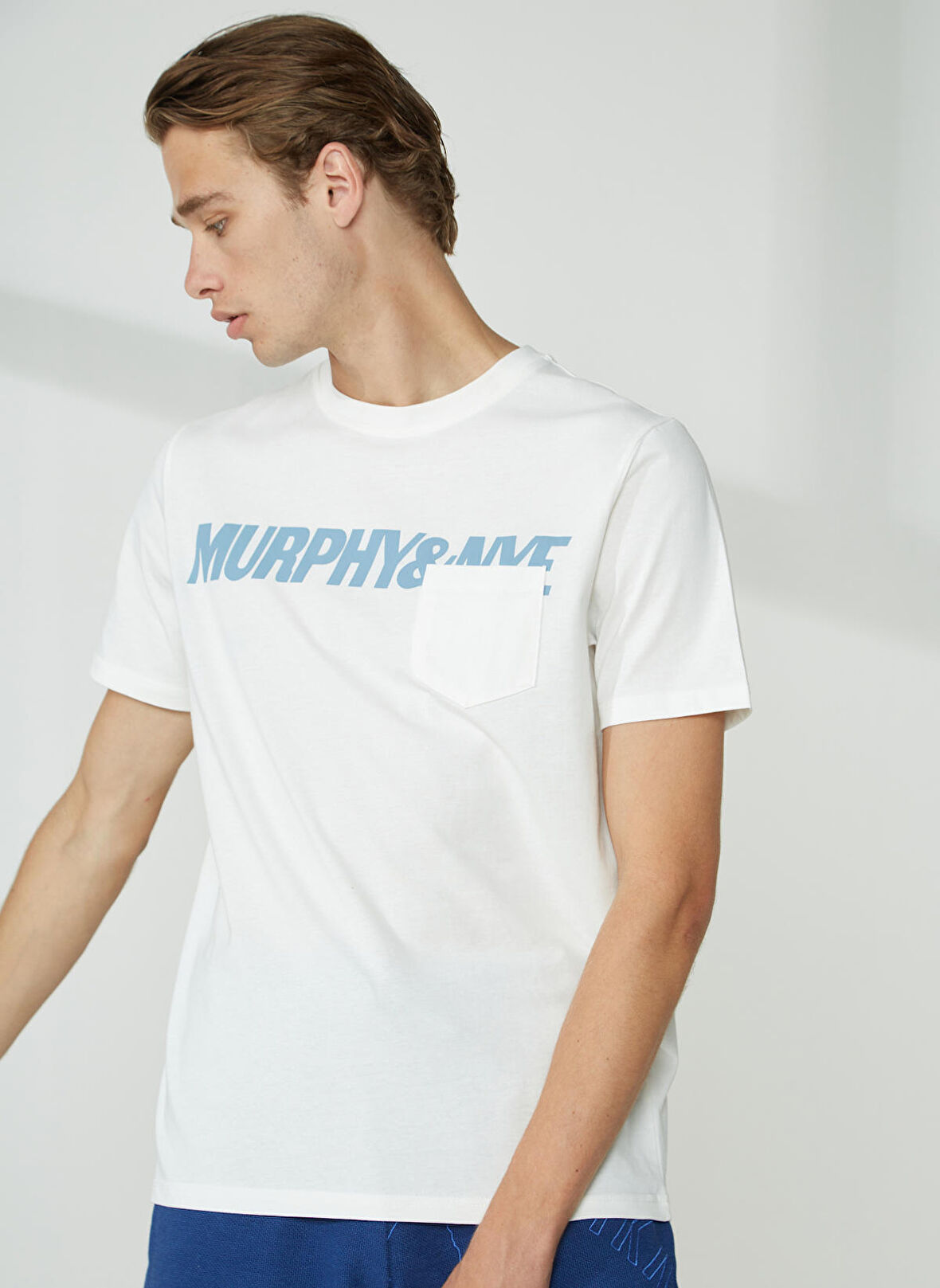 Murphy&Nye Bisiklet Yaka Düz Beyaz Erkek T-Shirt GAFF t-shirt