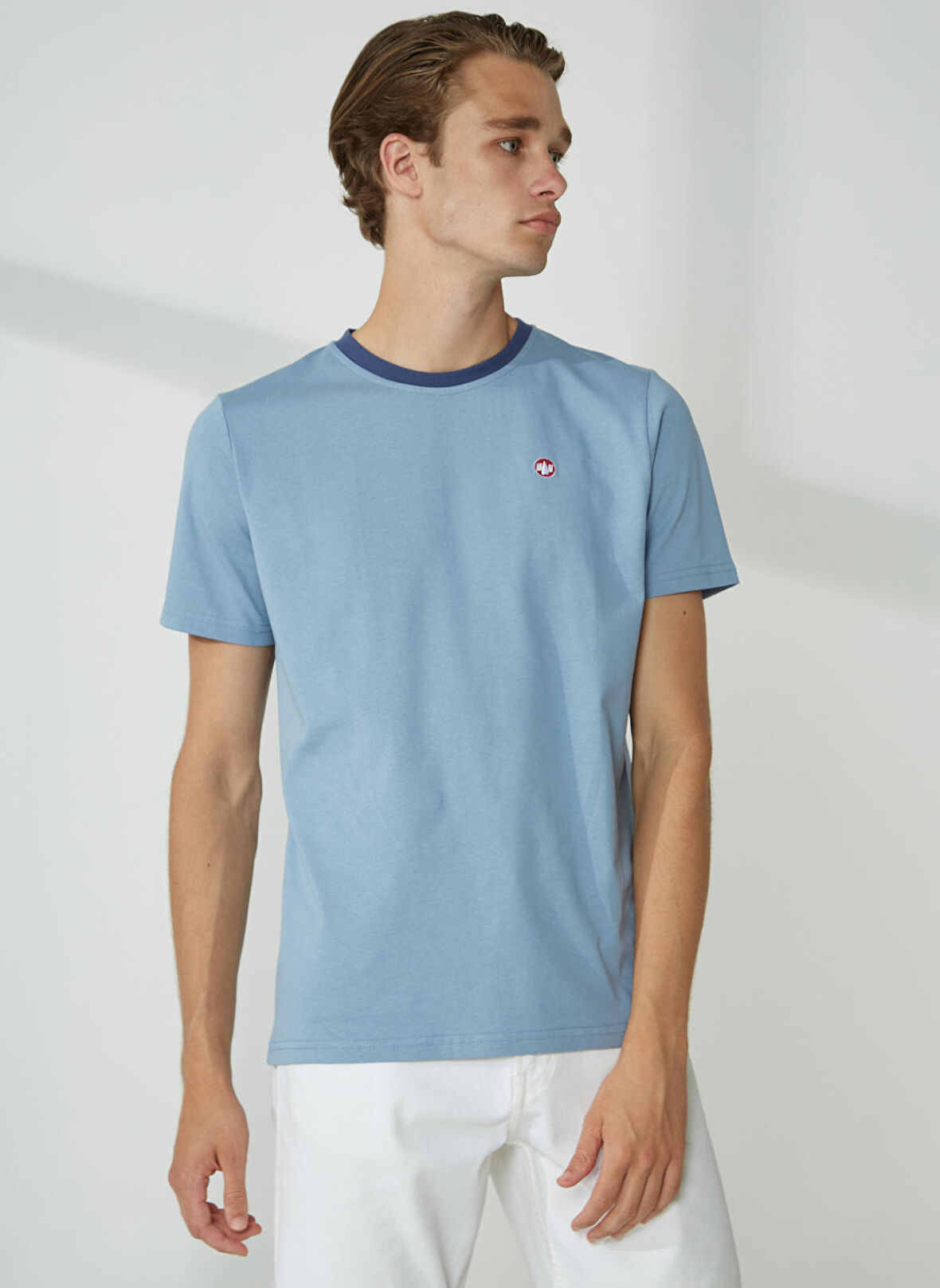 Murphy&Nye Bisiklet Yaka Düz Açık Lacivert Erkek T-Shirt LIMBER T-SHIRT