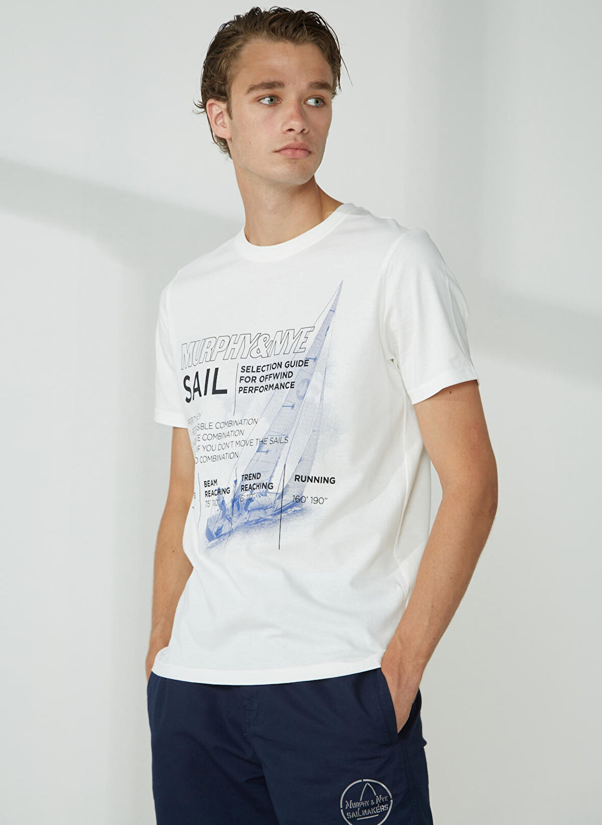 Murphy&Nye Bisiklet Yaka Düz Beyaz Erkek T-Shirt RIG T-SHIRT