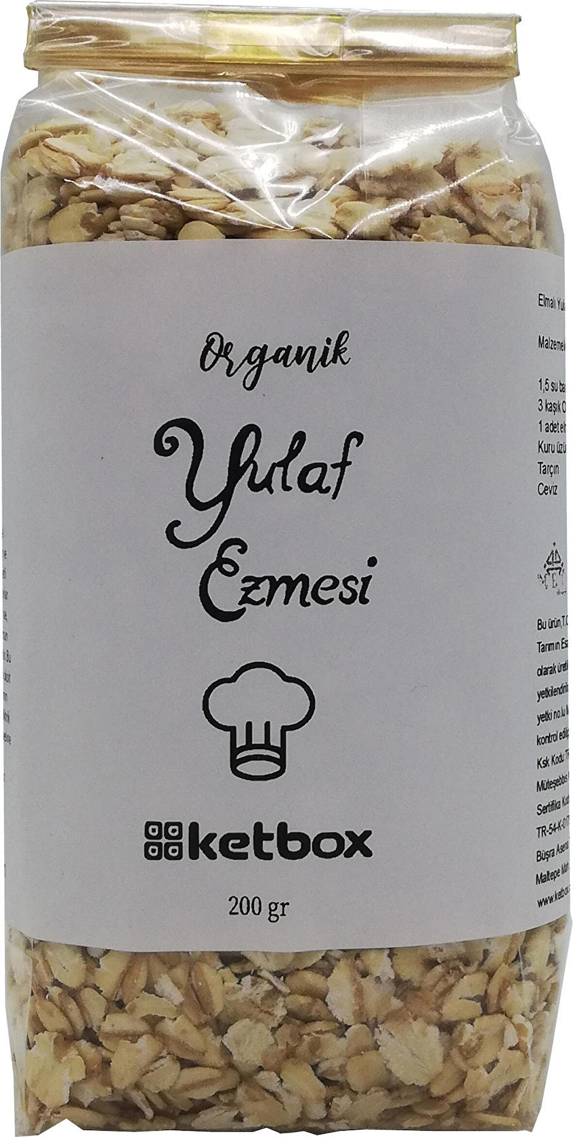 Organik Yulaf Ezmesi 200 Gram Katkısız Doğal