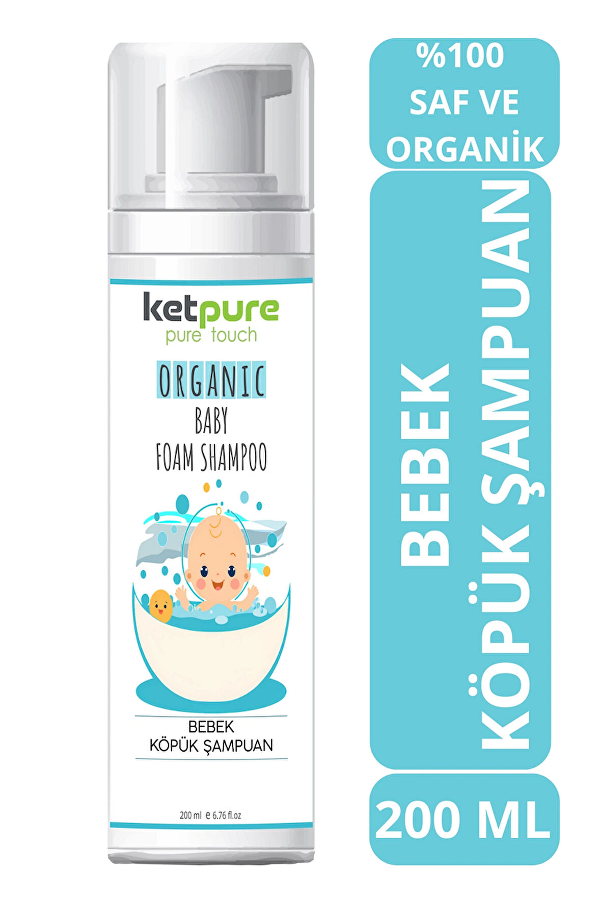 Yenidoğan Bebek Köpük Şampuanı Saç ve Vücut İçin Organik ve Doğal İçerik 200 ML