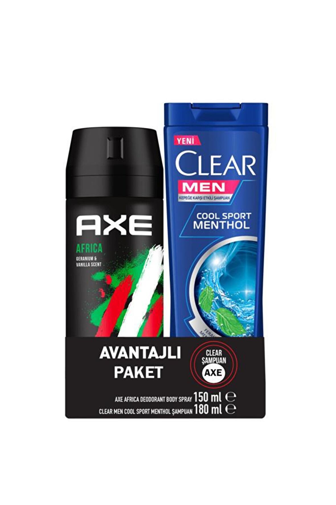 Axe Africa Pudrasız Ter Önleyici Leke Yapmayan Erkek Sprey Deodorant 150 ml + Şampuan 180 ml