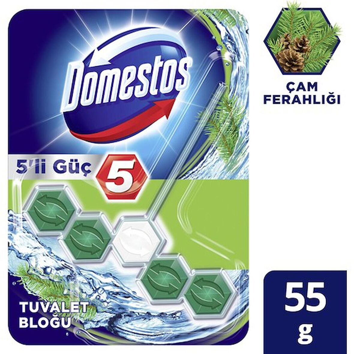 Domestos Wc Blok 5'Li Güç Çam Ferahlıgı 50GR 6863