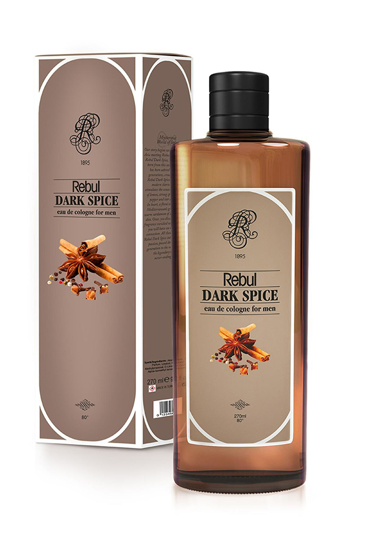 Rebul 80 Derece Dark Spice For Men Kolonya Cam Şişe 250 ML